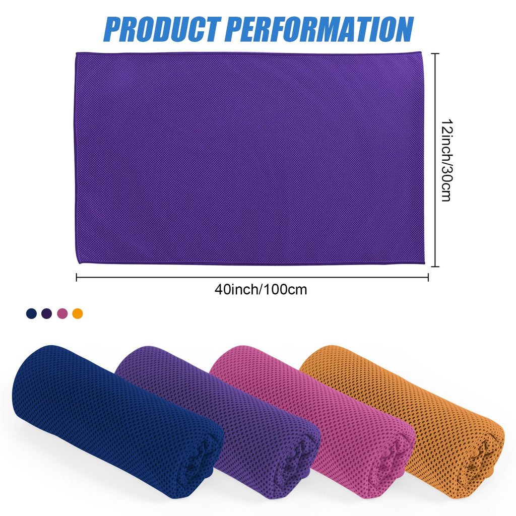4 Pack Cooling Towel for Gym Fitness Yoga Hiking,Hot Weather Cool Towels Cloth Rags Wrap for Neck Face(4 Pack-02)