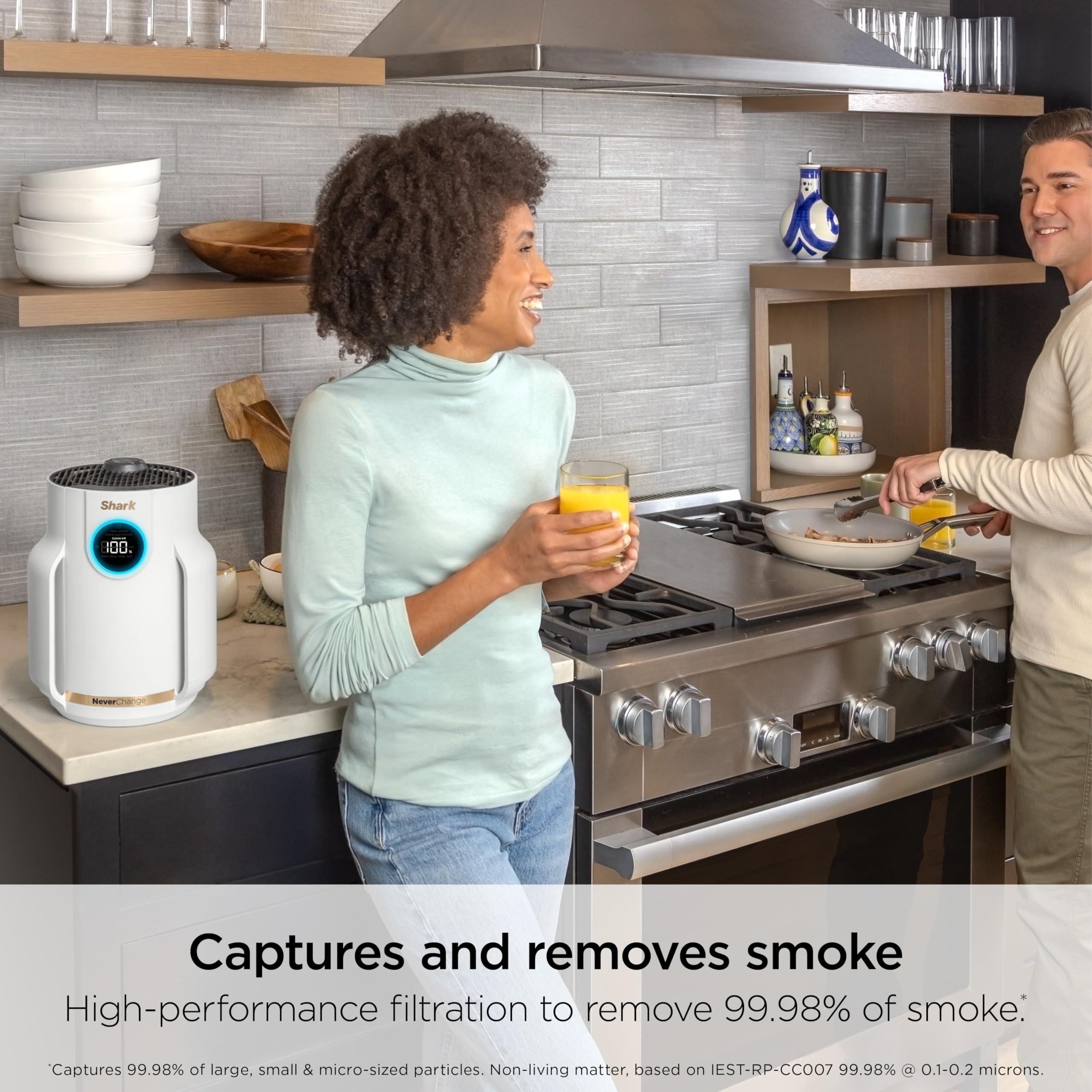 Shark Air Purifier for Home, NeverChange Compact Pro, 2 Pack, For Bedroom, Nursery, Home Office, Dorm, HEPA-Exceeding Filter, Captures Pollutants, Pet Dander, Dust, Odor, Smoke, Dark Grey, HP0712GY1