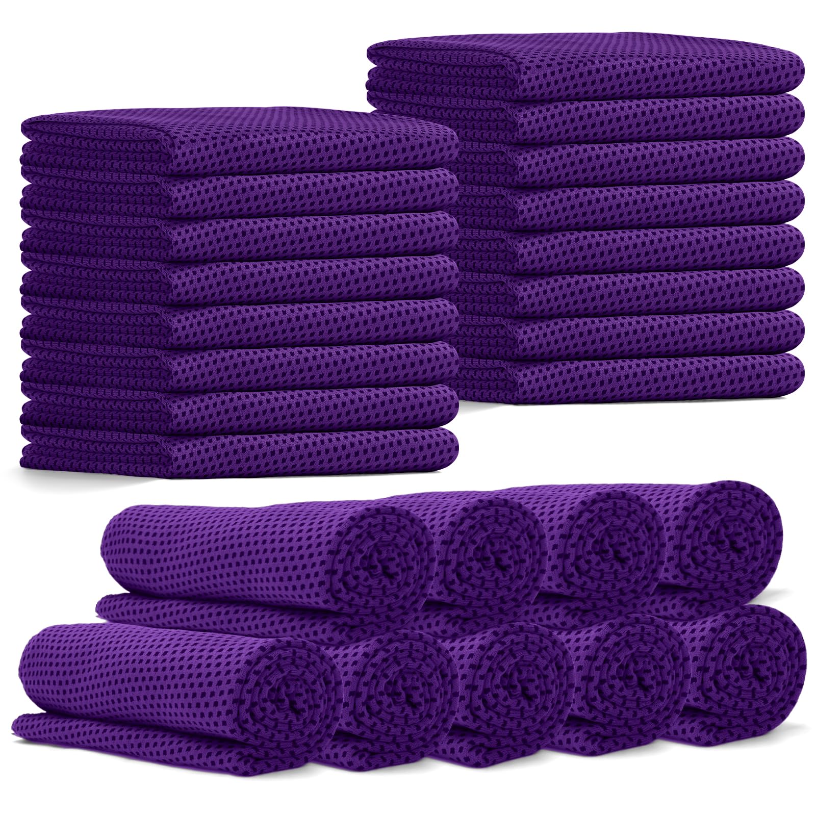 24 Pack Cooling Towels Bulk for Neck and Face 40"x12" Ice Cooling Sweat Rags Microfiber Soft Breathable Soft Chilly Towel for Yoga Golf Sport Running