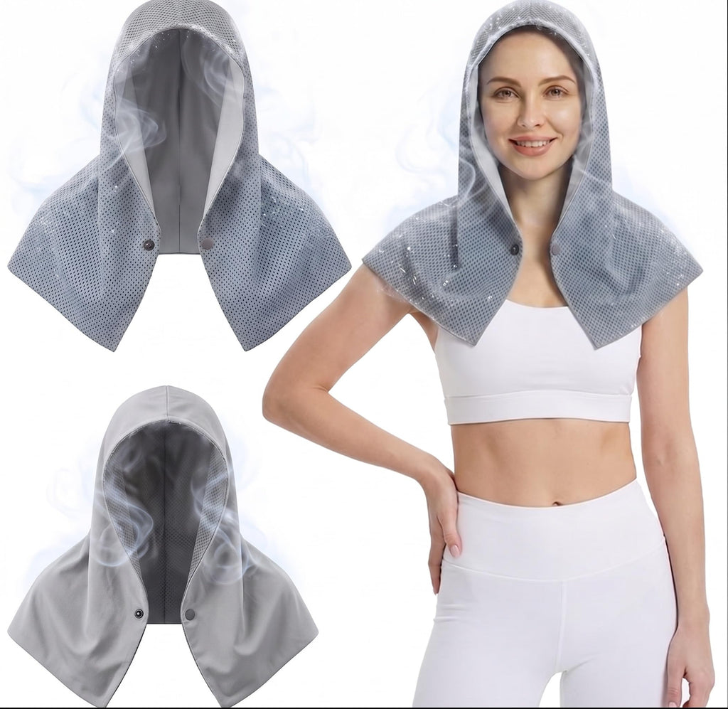 Upgraded PVA Cooling Hoodie Towels -UPF 50+ Sun Proteciton Instant Cooling Towel for Neck & Face,Sweat-Absorbent Ice Towel for Hot Weather, Sports, Camping, Cycling & Outdoor Activities (Blue)