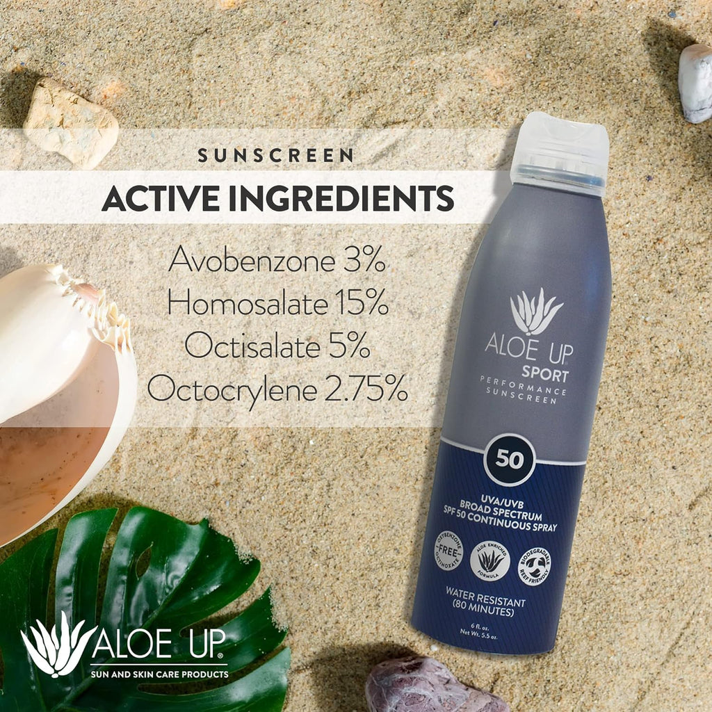 Aloe Up Sport Sunscreen Body Lotion SPF 50 – Broad Spectrum Sunblock With Aloe Vera Gel – Non-Greasy, Skin Sun Protection, No White Cast – Sunscreen – Fragrance-Free – 6 Oz, 2-Pack