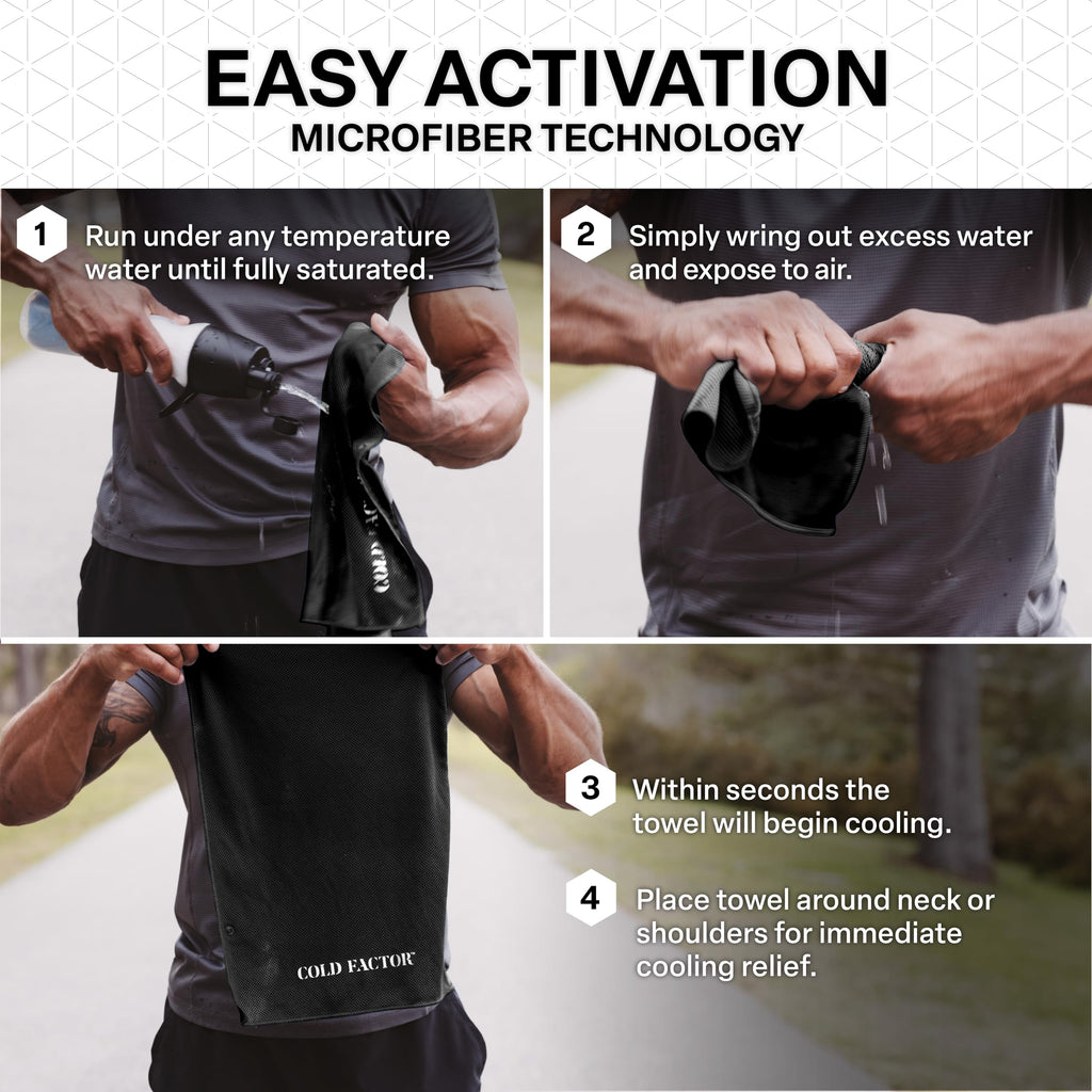 COLD FACTOR Instant Cooling Hoodie Towel – Advanced Chemical-Free Evaporative Cooling Technology – UPF 50+, 2+ Hours Cooling