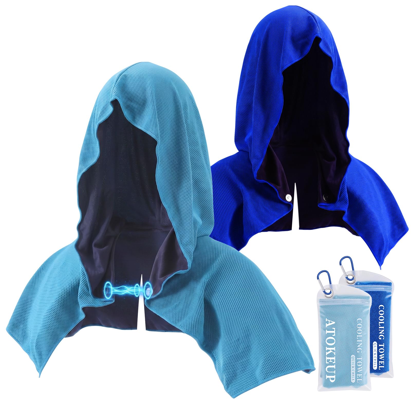 3 Pack Cooling Hoodie Towels for Neck and Face, Ice Towels for Hot Weather | UPF 50 Sun Protection & Instant Cooling, Soft Breathable Towel for Sport, Work Out, Gym, Camping & More Activities