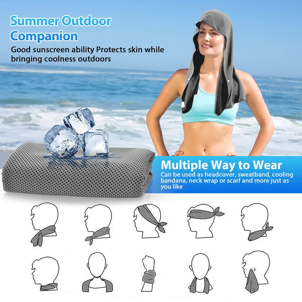 Sukeen Cooling Hoodie Towel, Cooling Towels for Neck and Face Quick Drying Absorbent, UV Protection Cooling Neck Wraps, Sport Workout Camping Cycling Cooling Towel