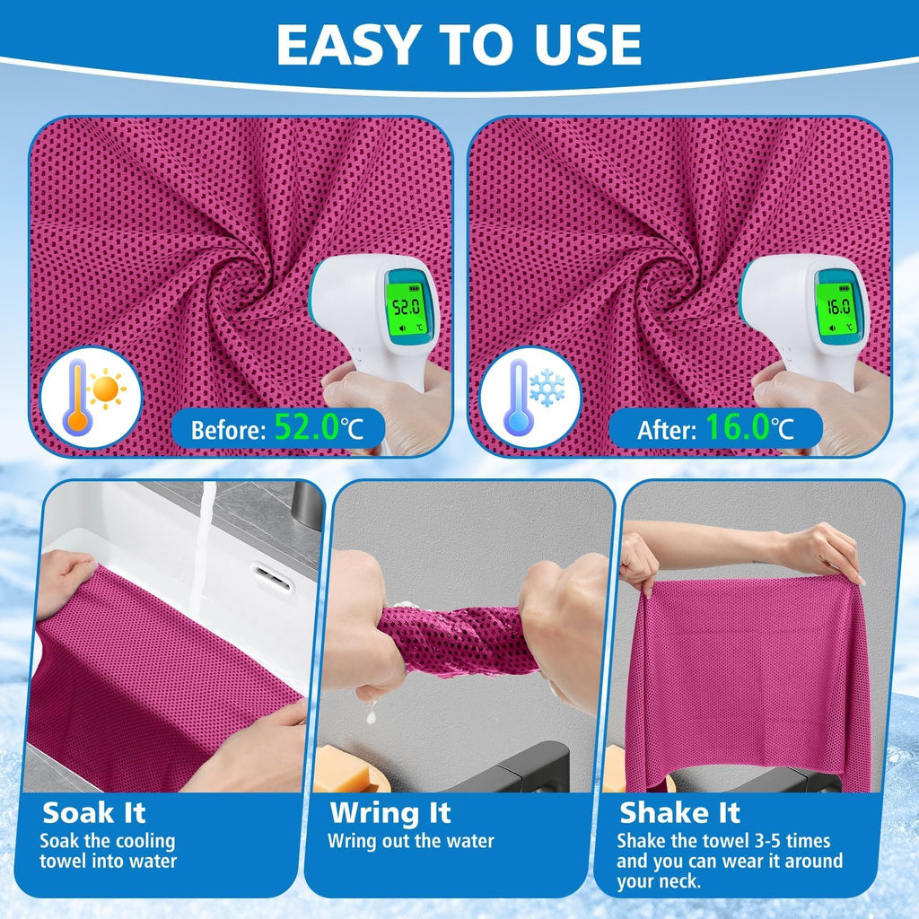 24 Pack Cooling Towels Bulk for Neck and Face 40"x12" Ice Cooling Sweat Rags Microfiber Soft Breathable Soft Chilly Towel for Yoga Golf Sport Running