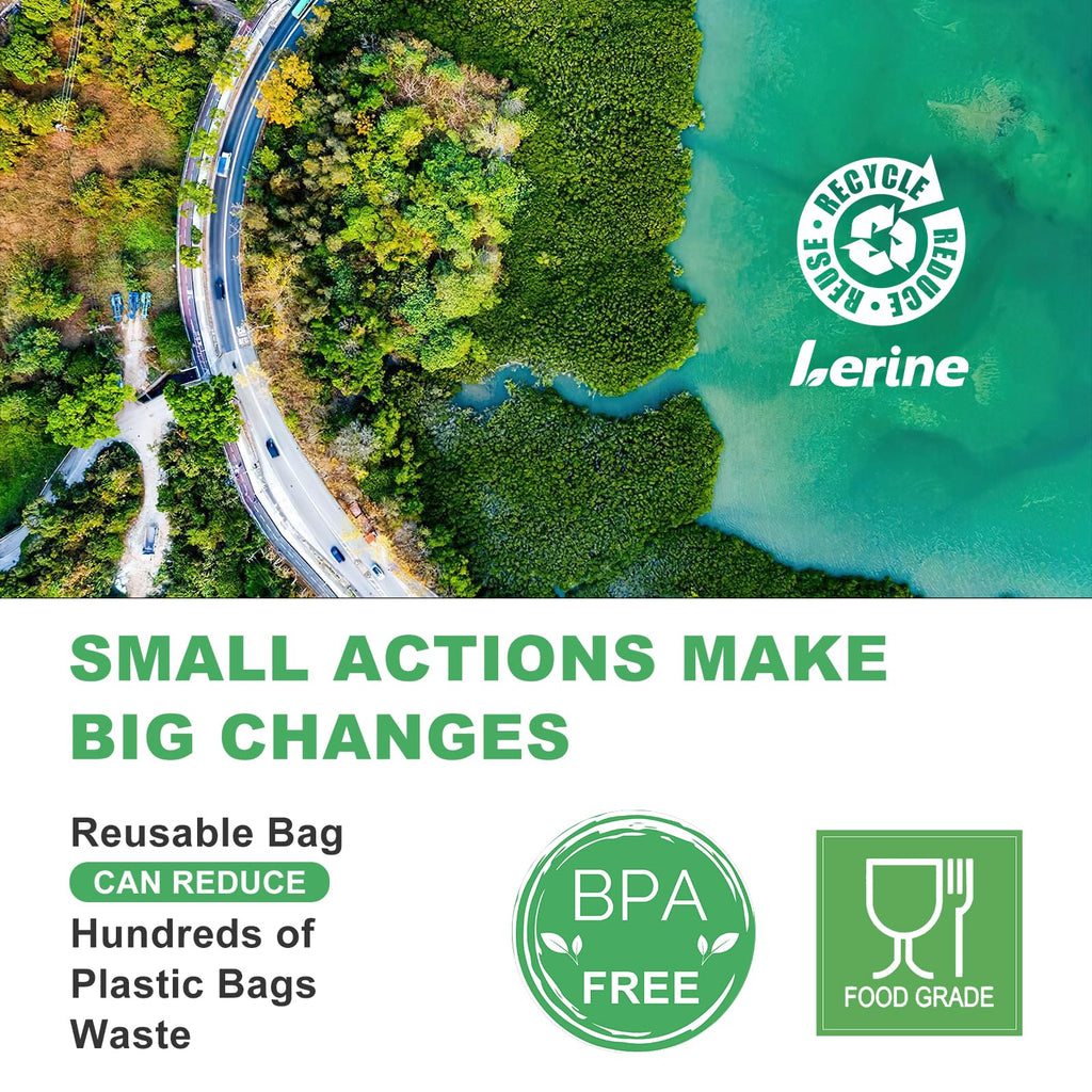 Lerine 10 Pack Dishwasher Safe Reusable Bags, Leakproof Reusable Freezer Bags, BPA Free Food Storage Bags for Marinate Food Travel - 3 Gallon 4 Sandwich 3 Snack