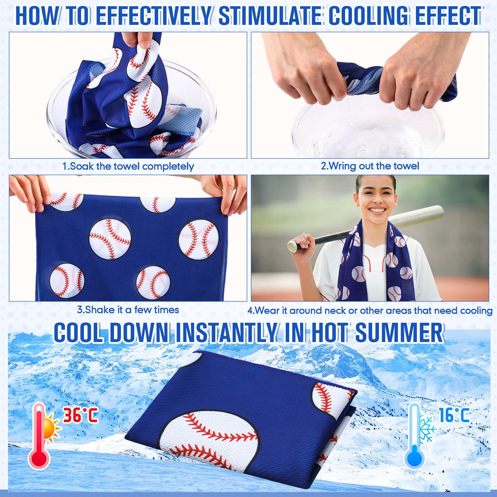 Mindsoft 12 Set Softball Cooling Towels for Sports Team Gifts with Carrying Pouch 30 x 9 Inch Softball Towels Bulk Microfiber Ice Cooling Rags for Birthday Party Favors Swag Bag Stuffers