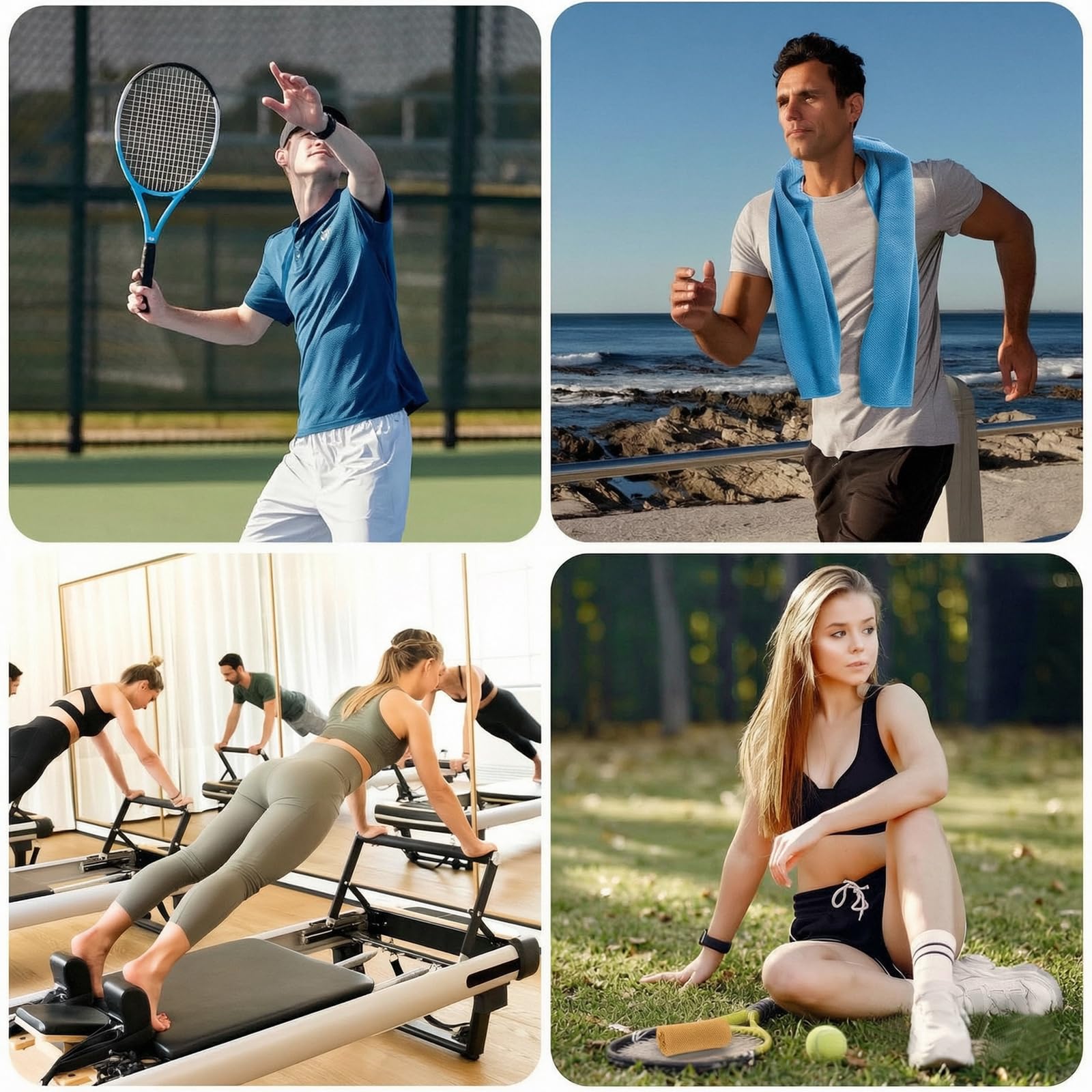 4 Pack Cooling Towel for Gym Fitness Yoga Hiking,Hot Weather Cool Towels Cloth Rags Wrap for Neck Face(4 Pack-02)