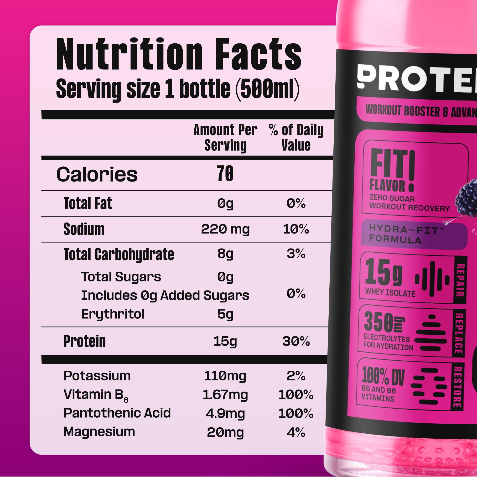 Protein2o 15g Whey Protein Infused Water, Peach Mango, 16.9 Oz Bottle (Pack of 12)