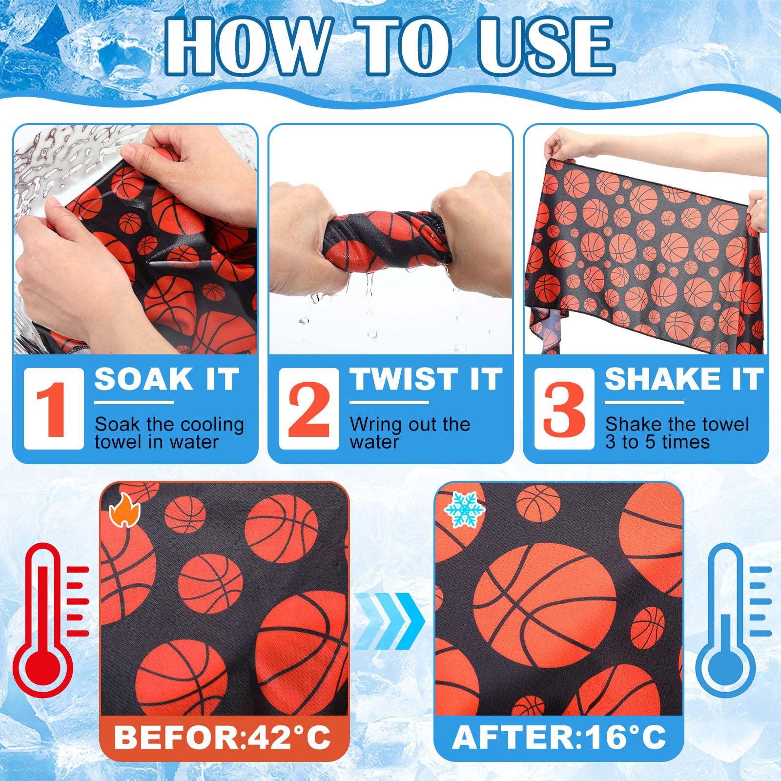 FuWeave 24 Pack Baseball Cooling Towel 40 x 12 Inch Breathable Sport Cooling Towel Microfiber Fast Drying Baseball Team Gifts for Athletes Yoga Gym Camping Running