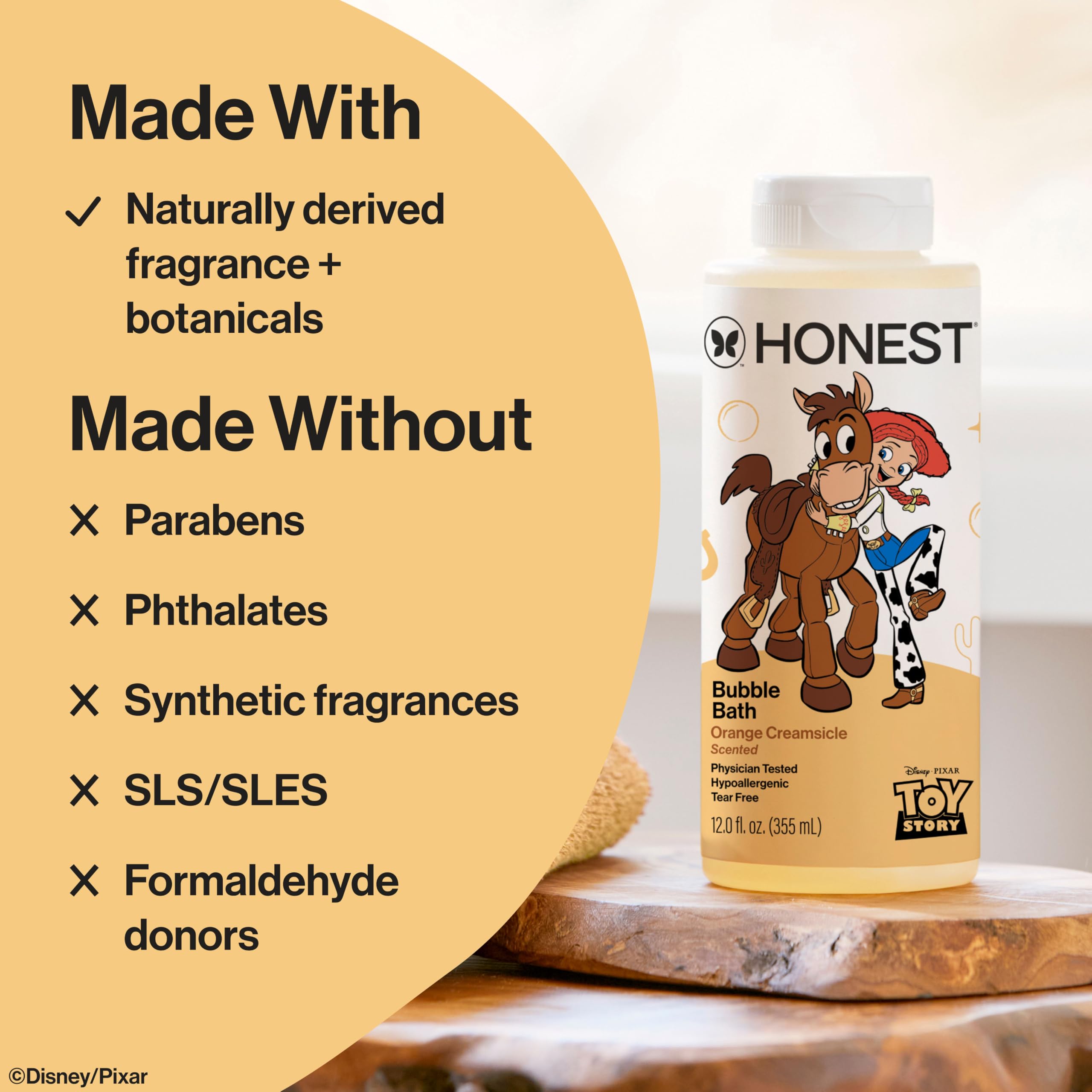 The Honest Company Foaming Bubble Bath & Baby Wash, Tear-Free, Hypoallergenic, Natural Formula, Lavender Calm Scent, 12 fl oz