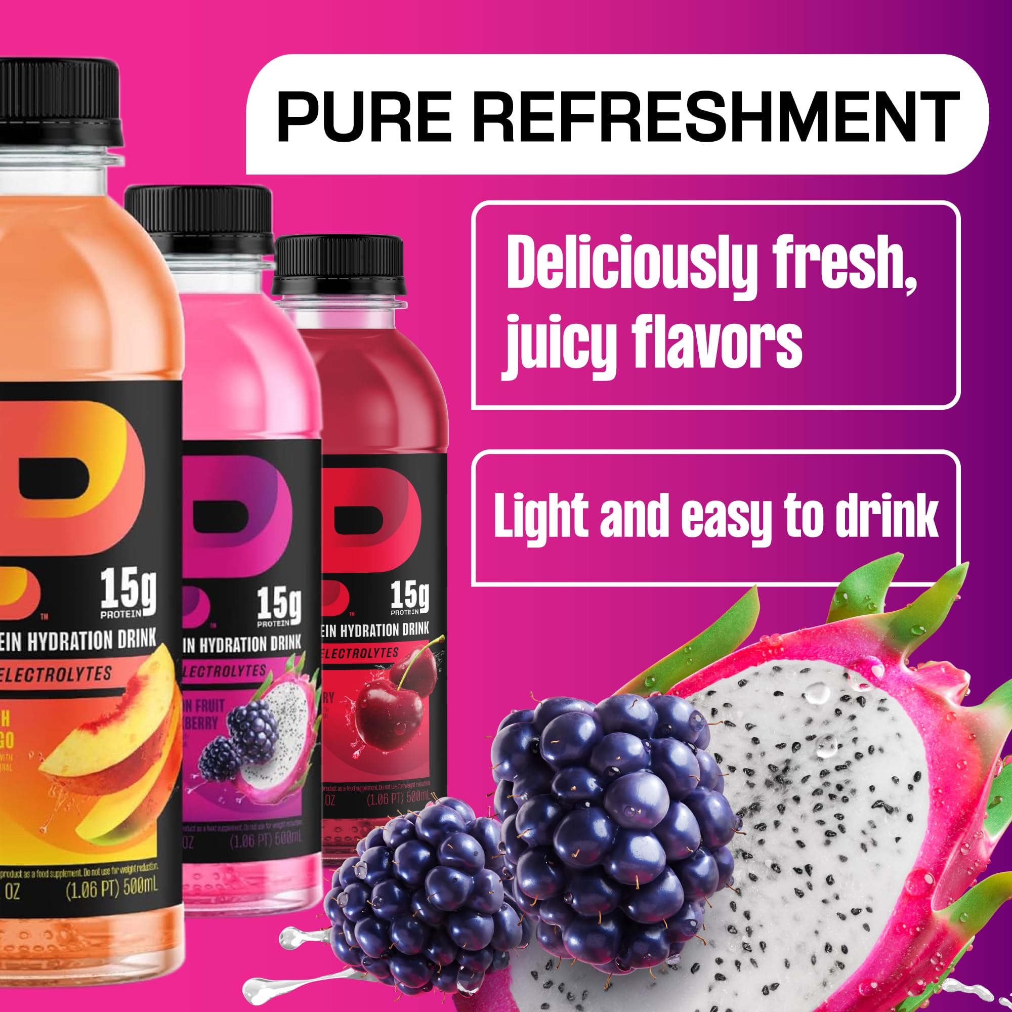 Protein2o 15g Whey Protein Infused Water, Peach Mango, 16.9 Oz Bottle (Pack of 12)