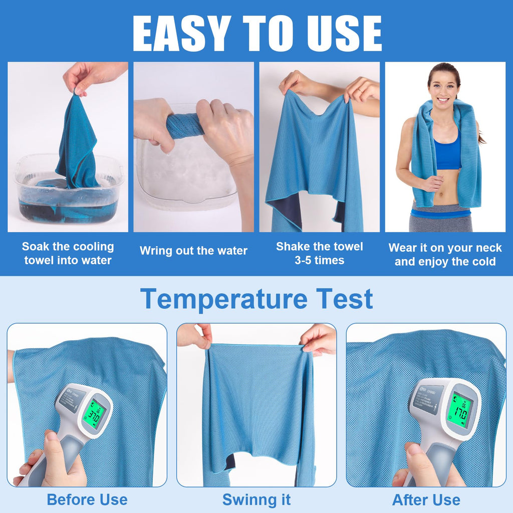4 Pack Cooling Towel for Gym Fitness Yoga Hiking,Hot Weather Cool Towels Cloth Rags Wrap for Neck Face(4 Pack-02)