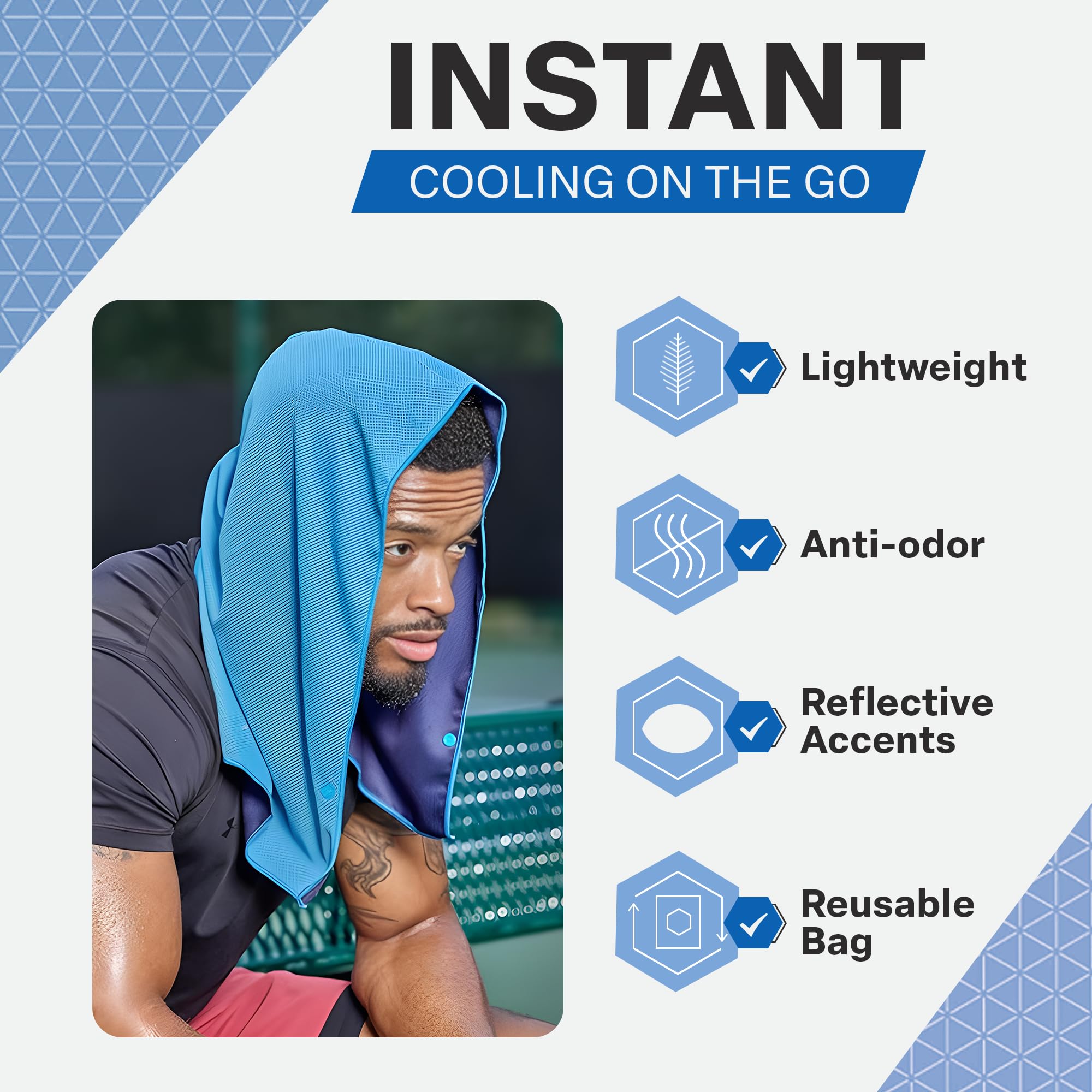 COLD FACTOR Instant Cooling Hoodie Towel – Advanced Chemical-Free Evaporative Cooling Technology – UPF 50+, 2+ Hours Cooling