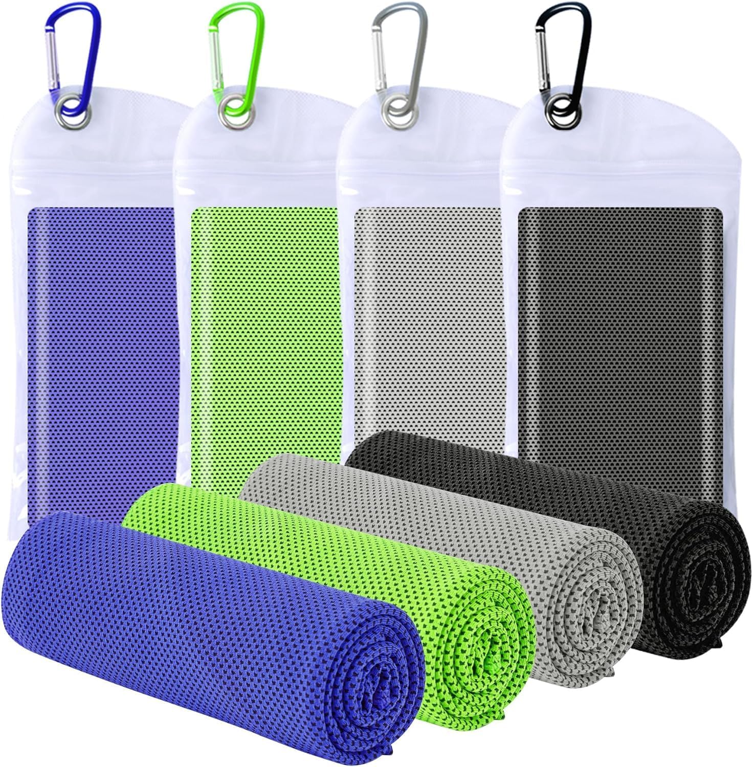 JISHY Cooling Towels 4 Pack 40"x12",Gym Towels for Men and Women,Microfiber Soft Breathable Workout Towels for Travel, Yoga, Running, Outdoor Works & More