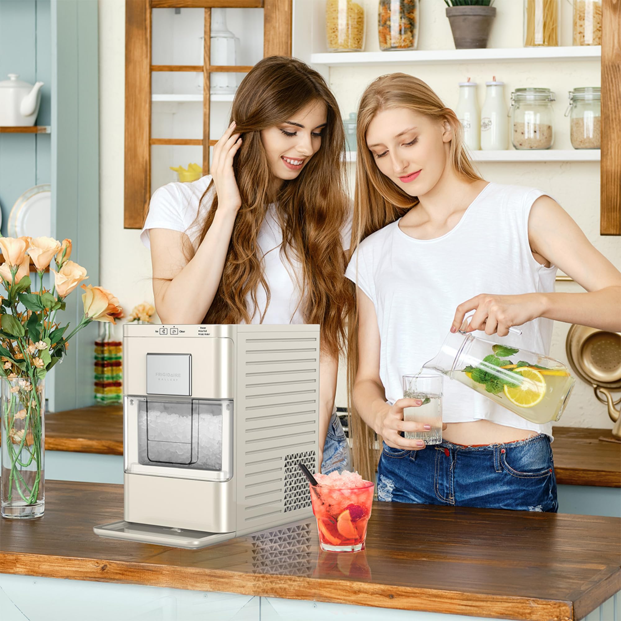 Frigidaire Compact Countertop Ice Maker, Makes 26 Lbs. of Bullet Shaped Ice Cubes Per Day, Silver Stainless