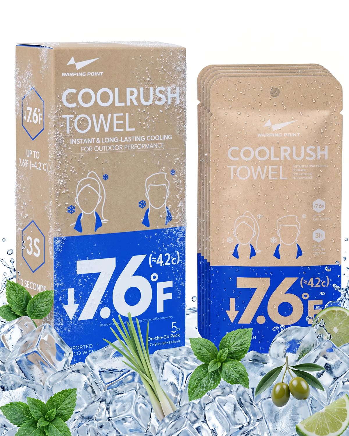 CoolRush Towel, Ice Neck Wraps for Extreme Heat, Large Cooling Body Wipe No Rinse, Chilly Wet Rags for Workout, Lake, Walking, Fishing, Running, Festival, Soccer, Cruise, Rave, River Must Have