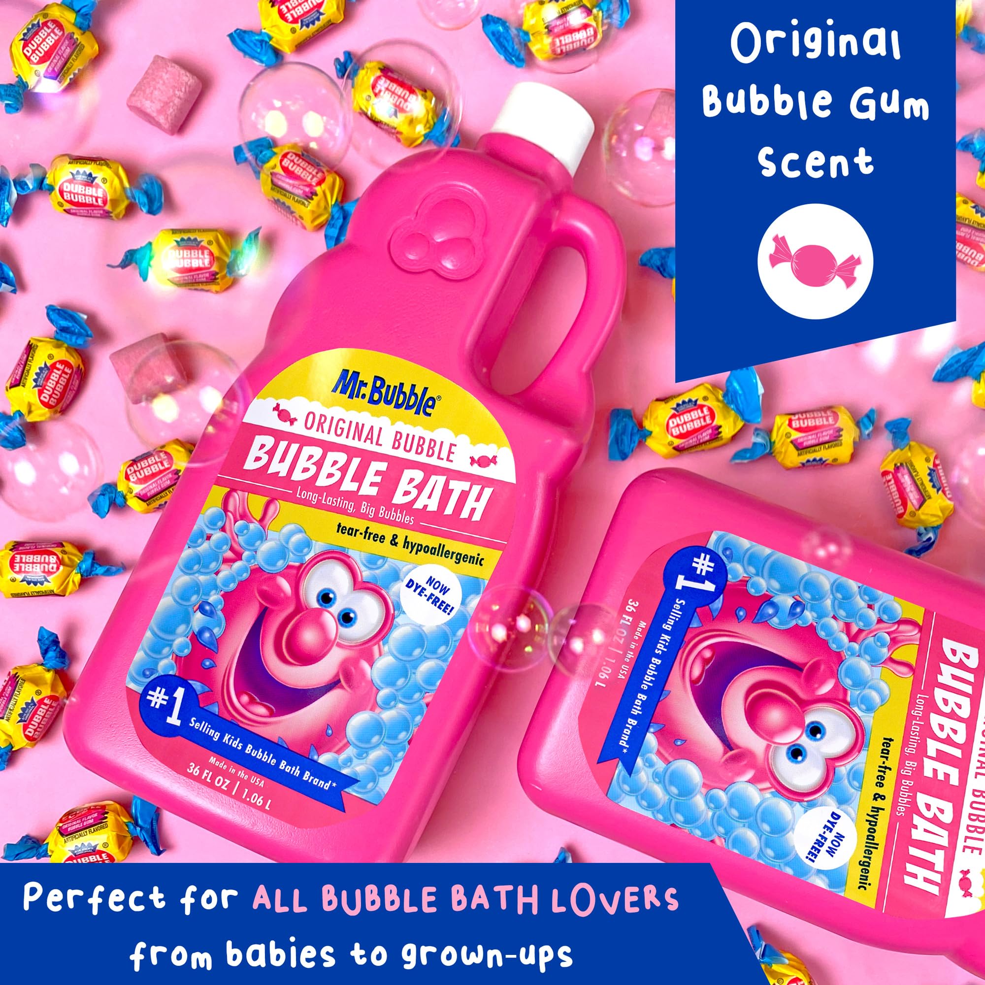 Mr. Bubble Original Bubble Bath - Great for Your Baby, Kids, and Adults - Hypoallergenic, Tear Free Bubble Bath Solution (2 Bottles, 16 fl oz Each)