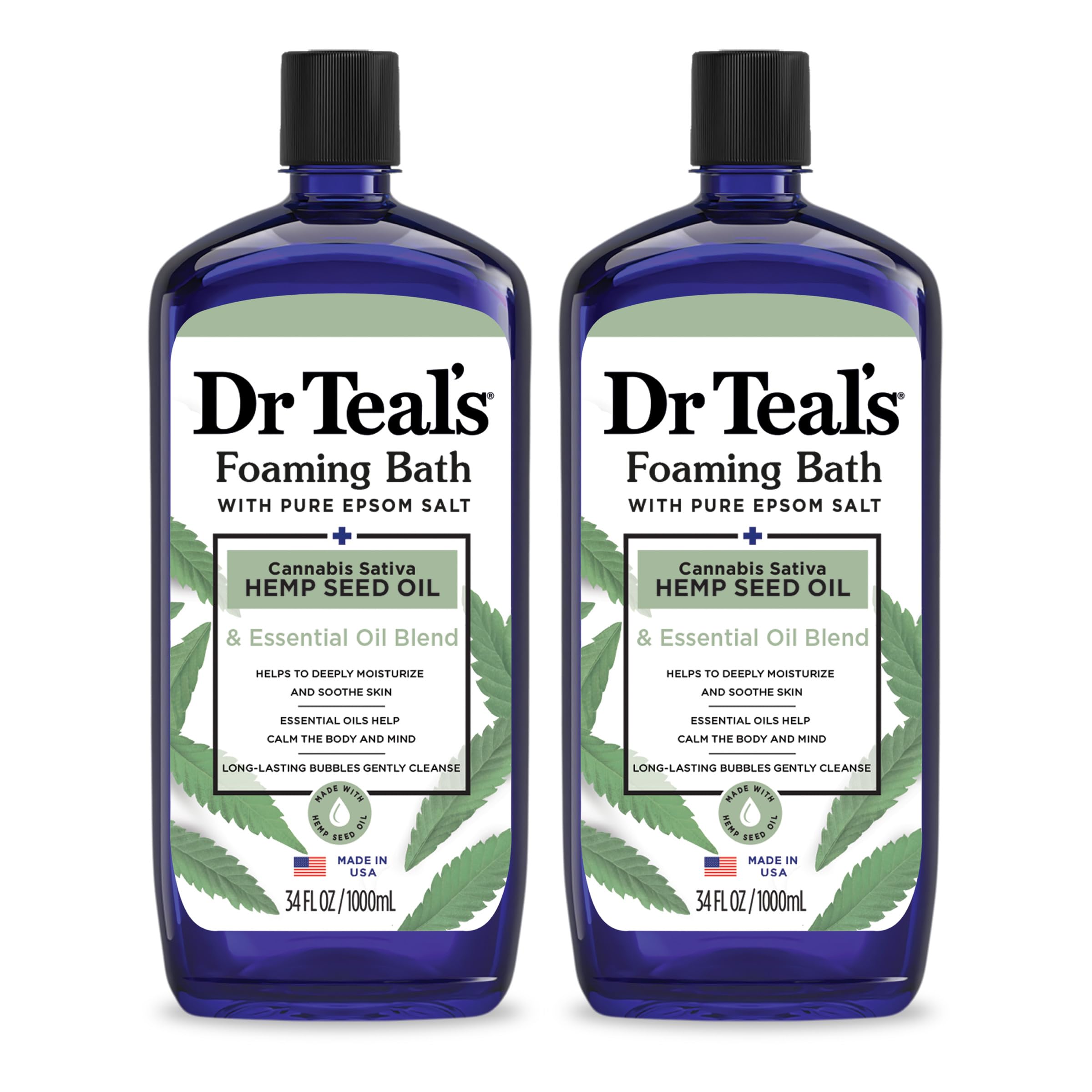 Dr Teal's Foaming Bath with Pure Epsom Salt, Soothe & Sleep with Lavender, 34 fl oz (Pack of 2)