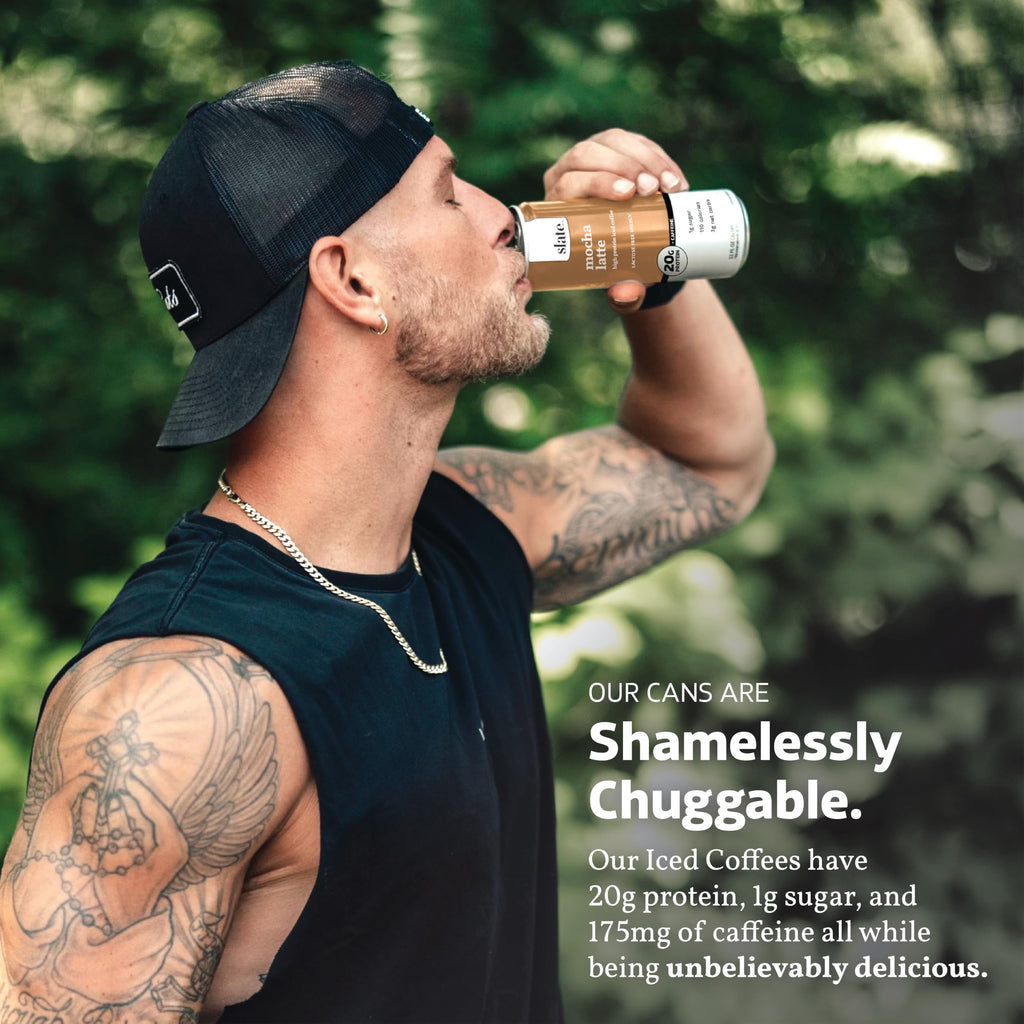 Slate Milk High Protein Milk Shake (Classic Chocolate) 12 Cans, 11 fl oz | Lactose Free - 20g Protein - 1g Sugar - 100 Calories - 2g Net Carbs - No Added Sugar - Natural, Breakfast Boost, Post Workout