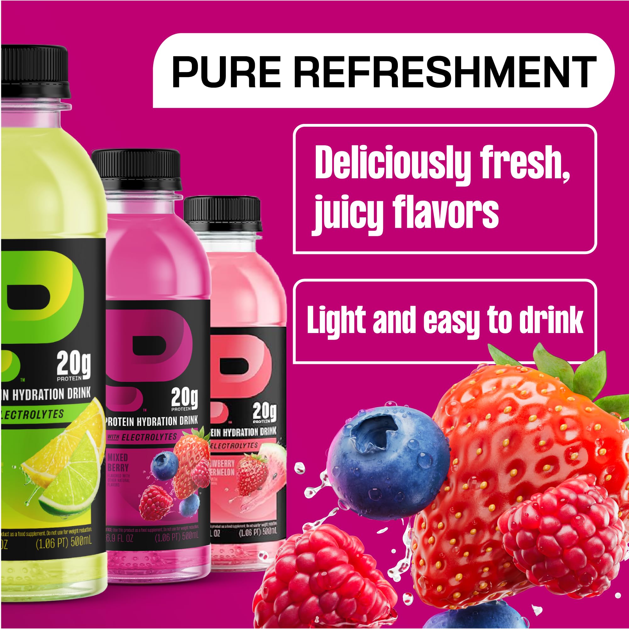 Protein2o 2-in-1 Clear Whey Protein & Electrolyte Beverage, 20g Protein, Gluten-Free, Keto, 16.9 fl oz Bottles (12 Count Variety Pack)