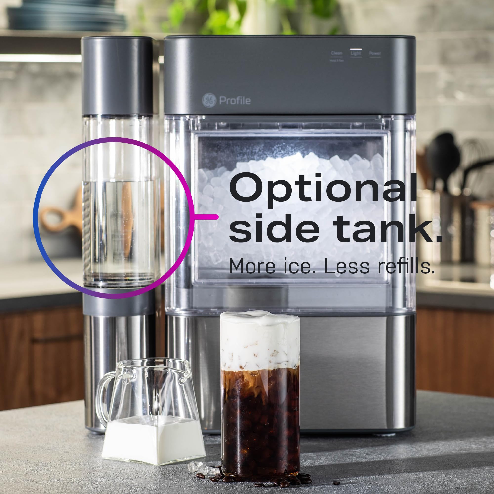 GE Profile Opal 2.0 | Countertop Nugget Ice Maker | Ice Machine with WiFi Connectivity | Smart Home Kitchen Essentials | Black Stainless