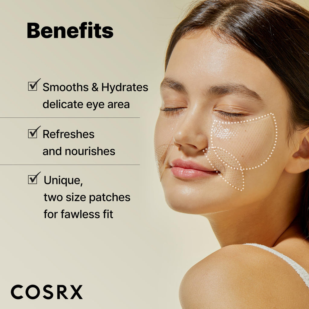 COSRX Pink Peptides Collagen Hydrogel Eye Patch for Puffy Eyes, Cooling & Firming Under Eye Patches with 4-Peptide & Caffeine (60), Depuffing Gel Eye Mask, Korean Skin Care