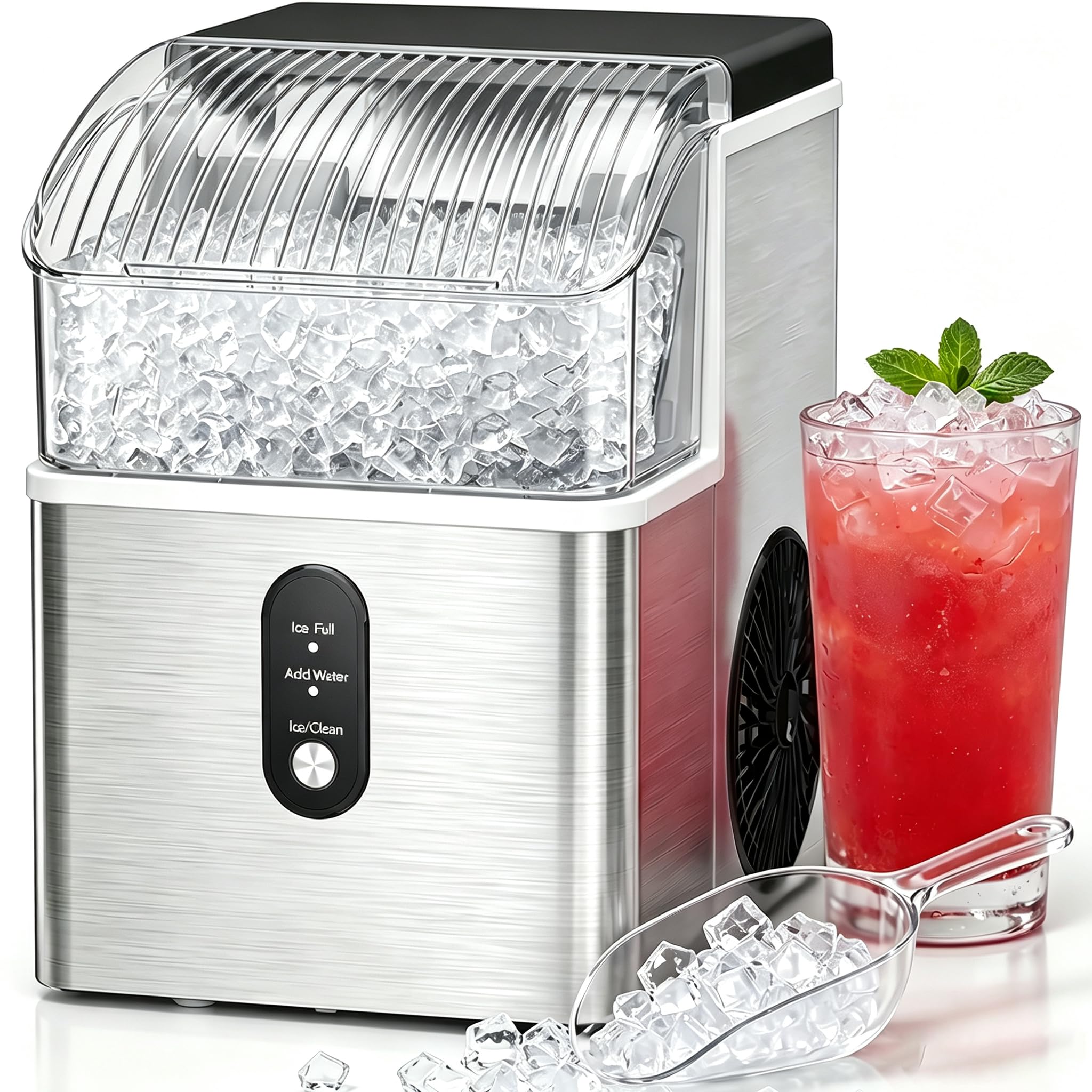 COWSAR Ice Maker Countertop, Portable Ice Machine with Self-Cleaning, 26.5 lbs/24Hrs, 8 Ice Cubes in 6 Mins, Ice Basket and Scoop, Ideal for Home, Kitchen, Bar, Camping