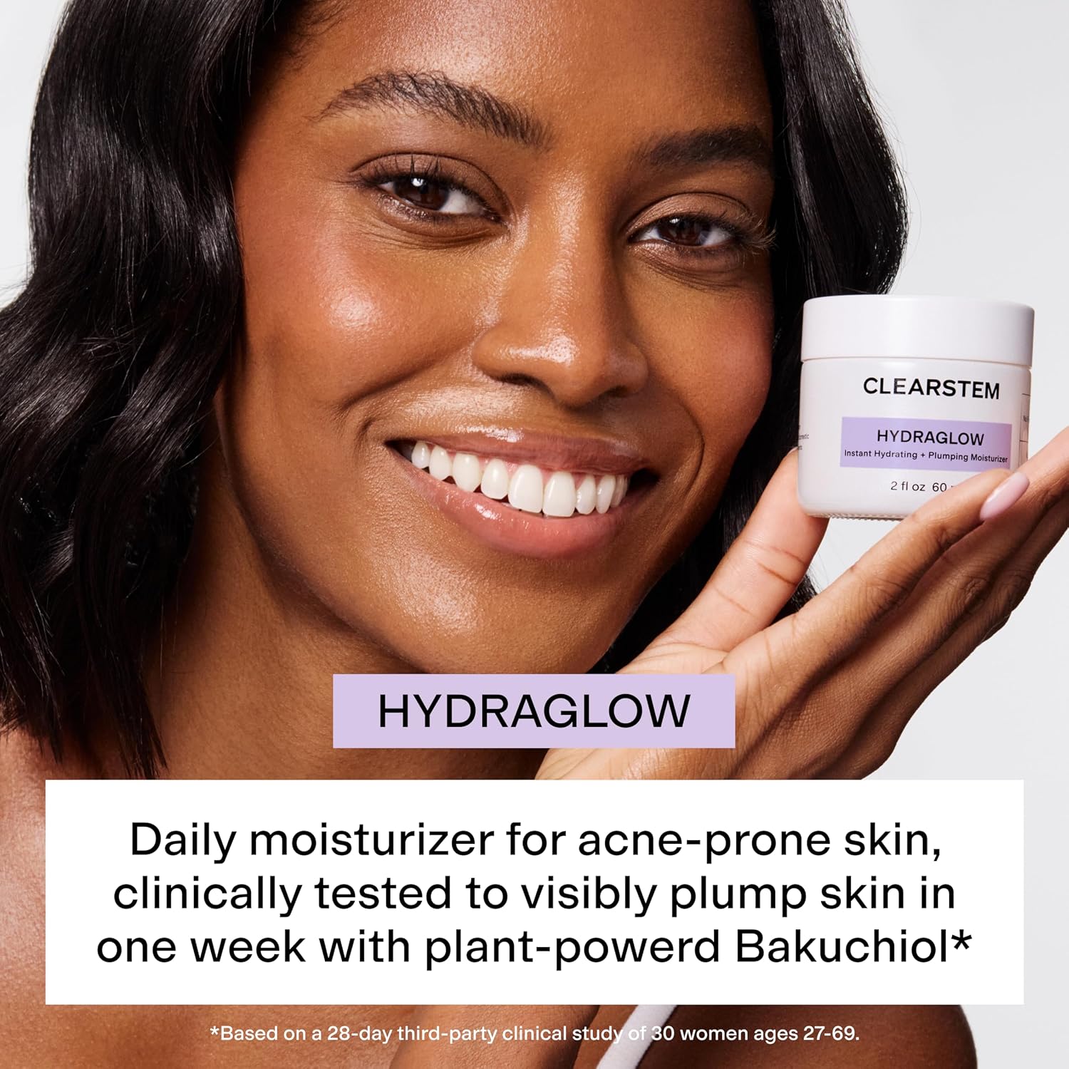CLEARSTEM - HYDRAGLOW Stem Cell Moisturizer - Bakuchiol + Squalene - Youthful Skin Face Moisturizer - All Skin Types - Facial Skin Care Products - Gluten Free, Cruelty Free - 2 fl oz / 60ml