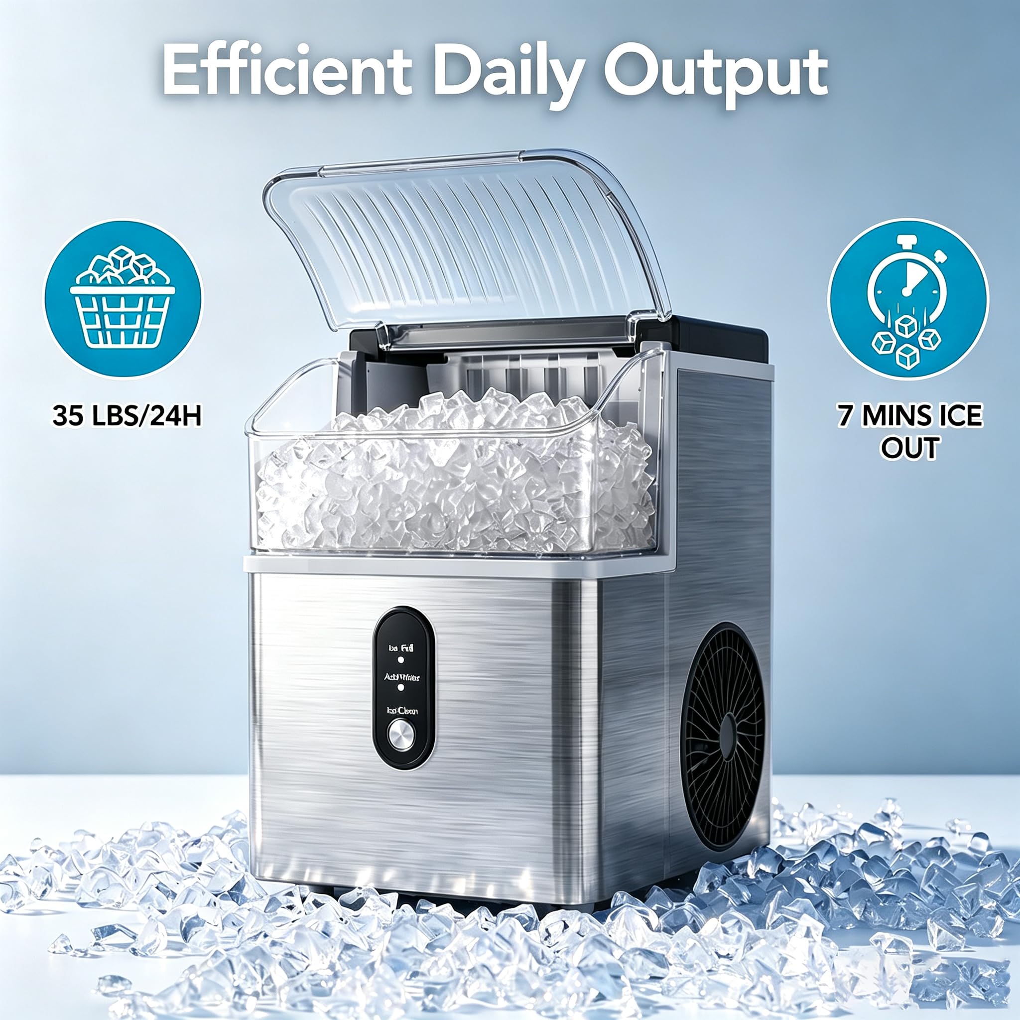 COWSAR Ice Maker Countertop, Portable Ice Machine with Self-Cleaning, 26.5 lbs/24Hrs, 8 Ice Cubes in 6 Mins, Ice Basket and Scoop, Ideal for Home, Kitchen, Bar, Camping