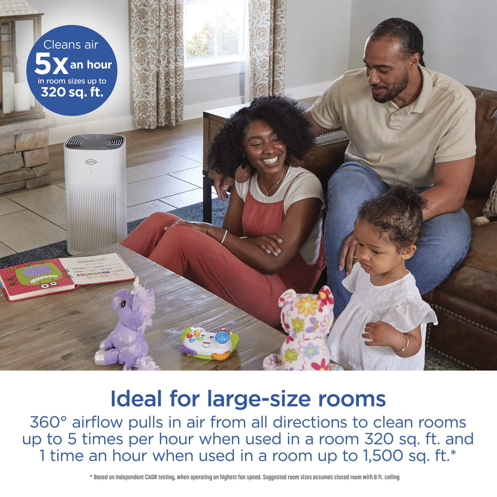 Clorox Medium Room Air Purifiers for Bedroom Home, True HEPA Filter