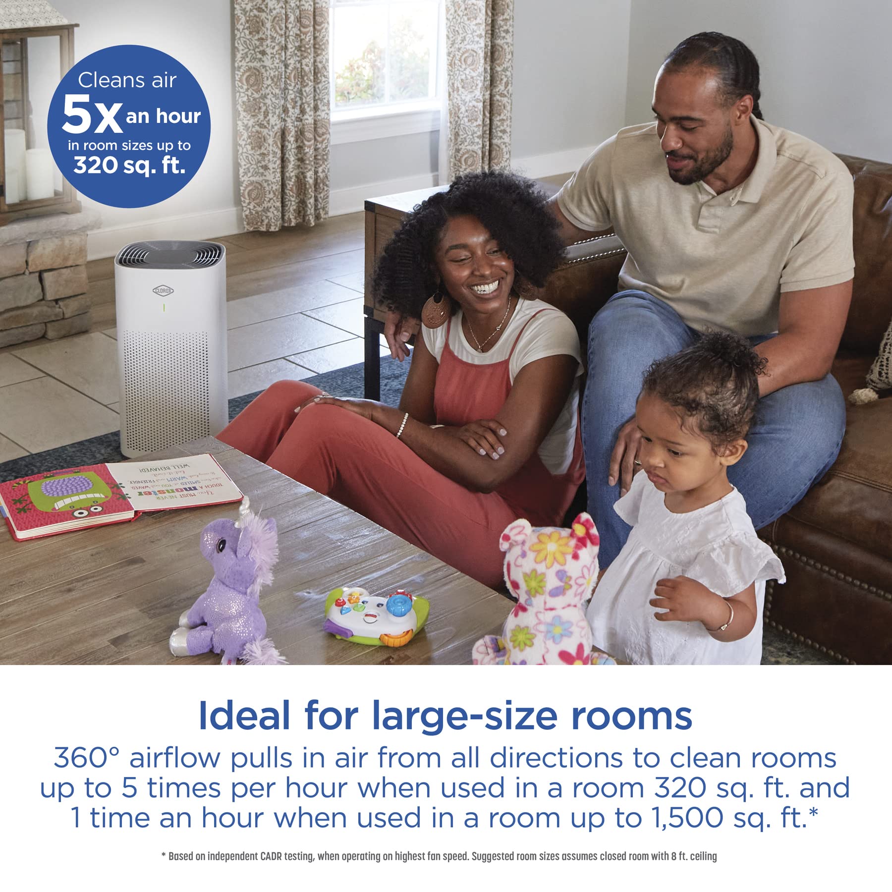 Clorox Medium Room Air Purifiers for Bedroom Home, True HEPA Filter