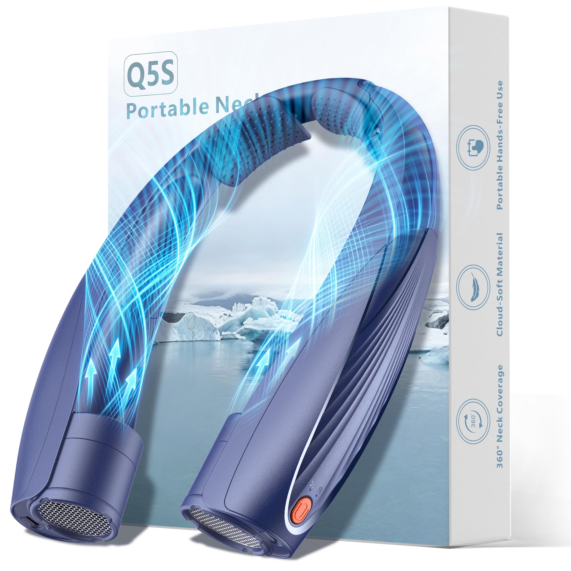 Kesguar Portable Neck Fan, 20H RunTime Cooling Fan, 6 Speeds 360° Airflow Personal Fan, Rechargeable Hands Free with 6000mAh Battery Wearable Fan Gifts for Women Men Outdoor Travel Camping