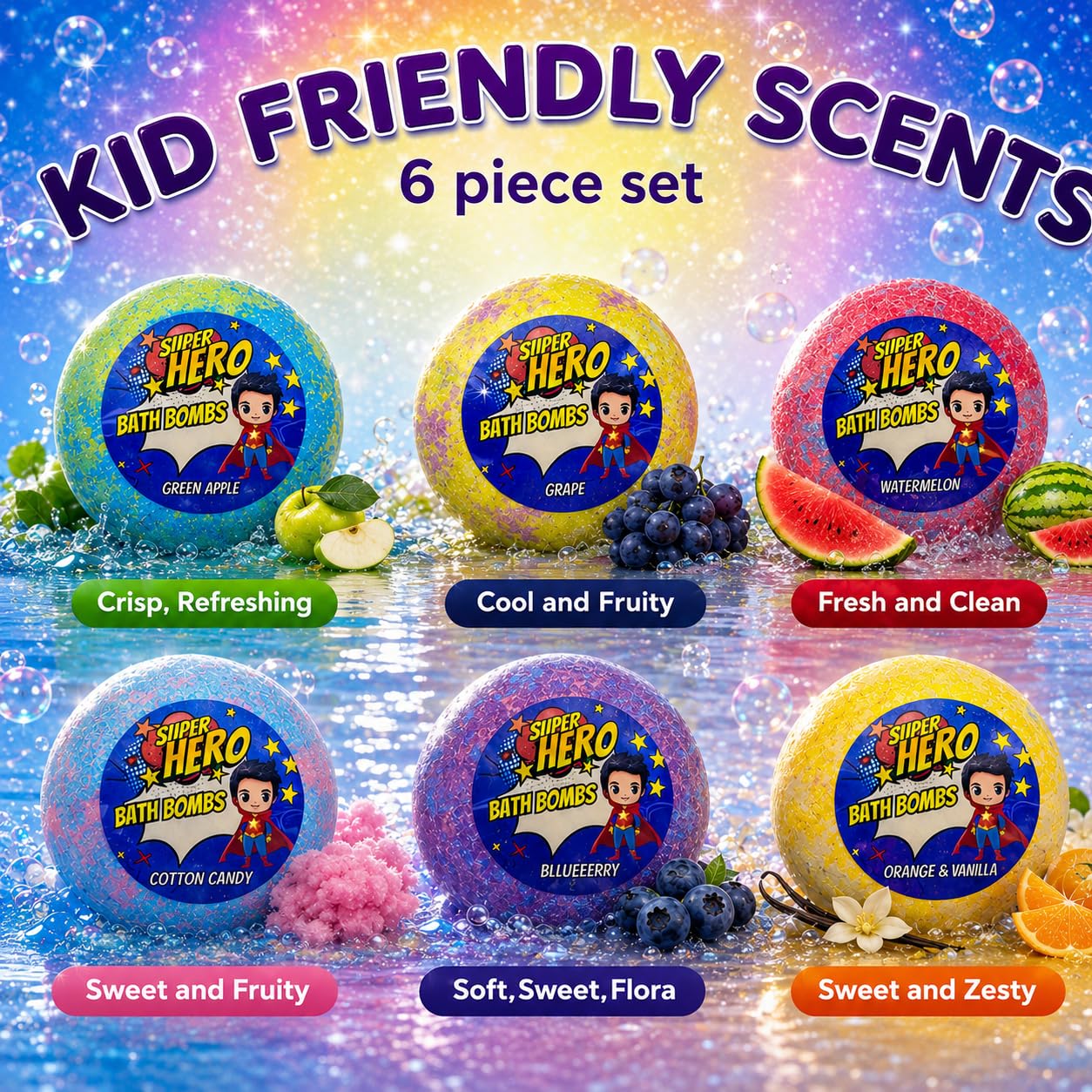 EvolutionUSA Refresh Bath Bombs for Women & Kids – 24 Bath Bombs Mini Sized, Organic Bathbomb Set, Women & Kids Bath Fizz, Luxury Gift for Mother’s Day, Easter, Valentines, Birthday or Self Care