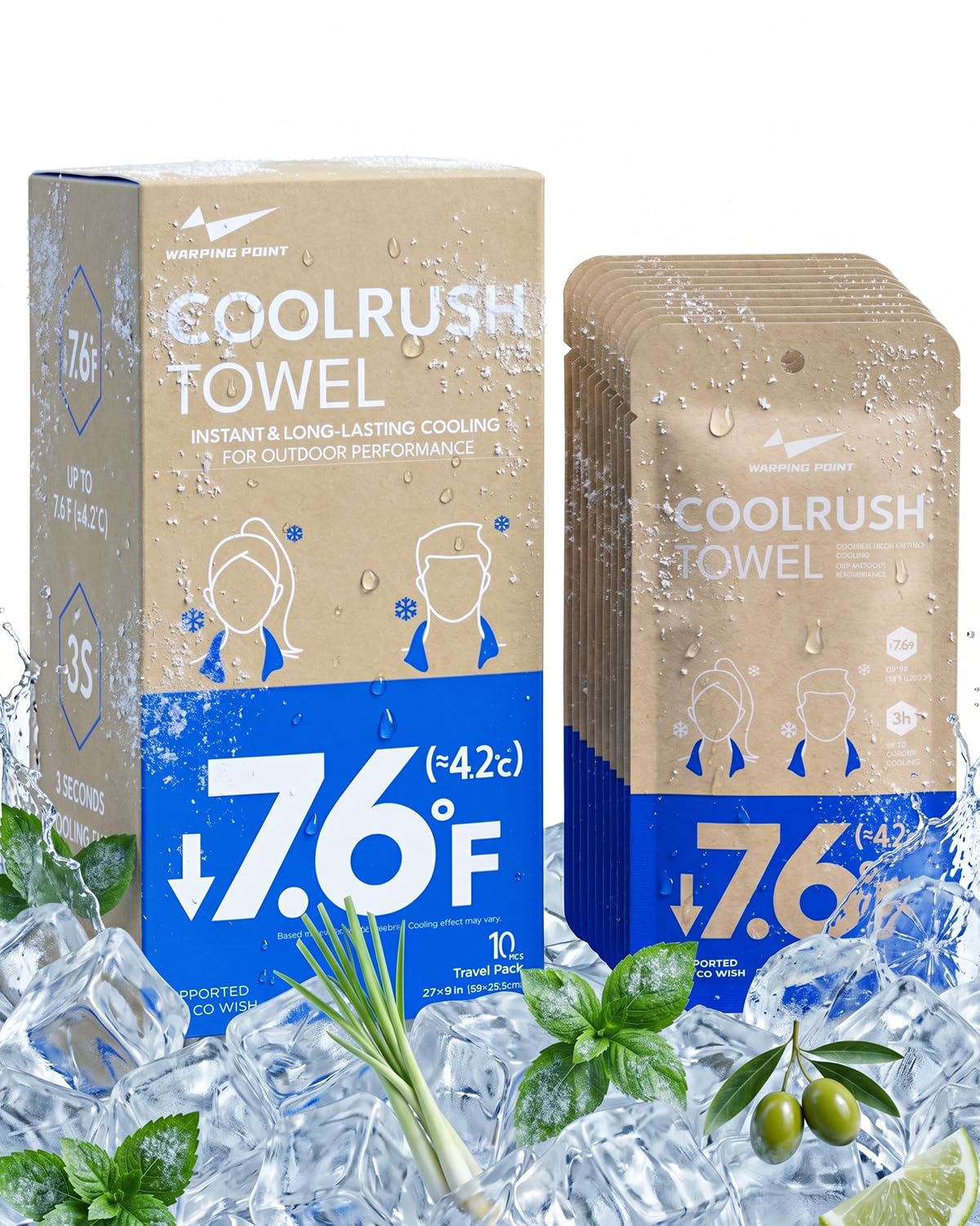 CoolRush Towel, Ice Neck Wraps for Extreme Heat, Large Cooling Body Wipe No Rinse, Chilly Wet Rags for Workout, Lake, Walking, Fishing, Running, Festival, Soccer, Cruise, Rave, River Must Have