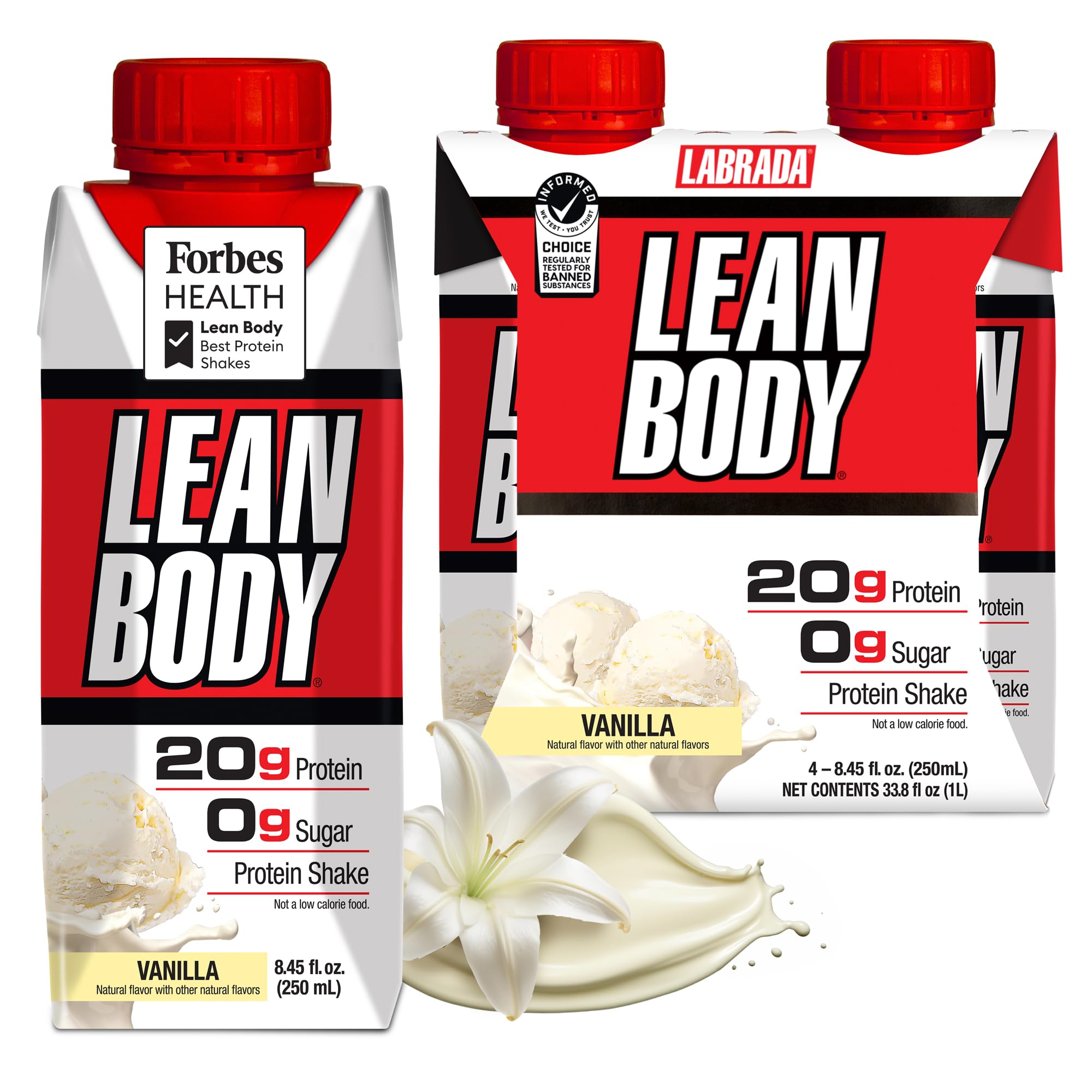 Labrada Lean Body Ready-to-Drink Chocolate Protein Shake, 40g Protein, Whey Blend, 0 Sugar, Gluten Free, 22 Vitamins & Minerals, LABRADA, 17 Fl Oz (Pack of 12)