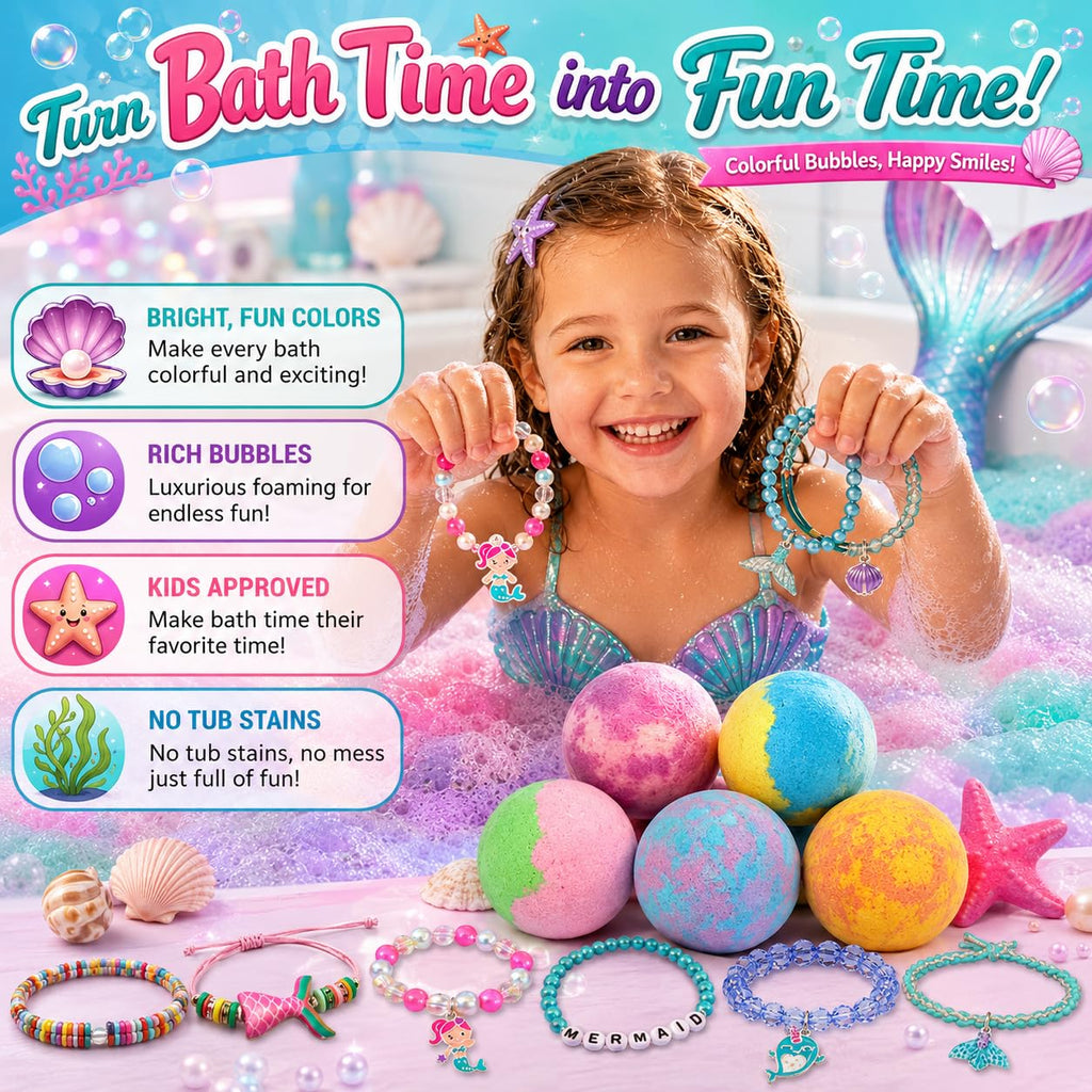 Bath Bombs for Kids with Surprise Inside - Organic, Gentle & Kid Friendly Bubble Bath Fizzies with Toys Inside. Spa Bath Fizz Balls Kit. Fizzy Balls w/Rich Bubbles, Birthday Gifts for Boys, Girls