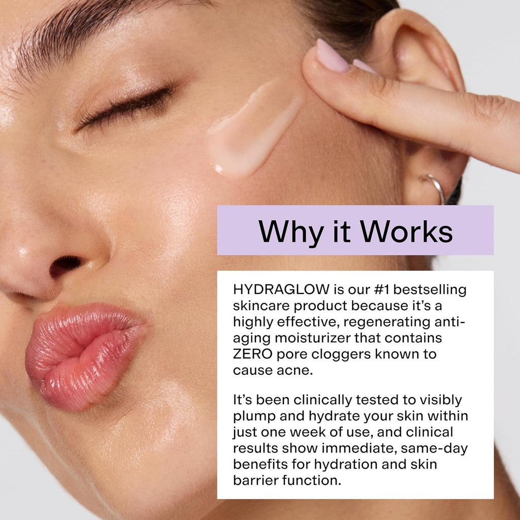 CLEARSTEM - HYDRAGLOW Stem Cell Moisturizer - Bakuchiol + Squalene - Youthful Skin Face Moisturizer - All Skin Types - Facial Skin Care Products - Gluten Free, Cruelty Free - 2 fl oz / 60ml