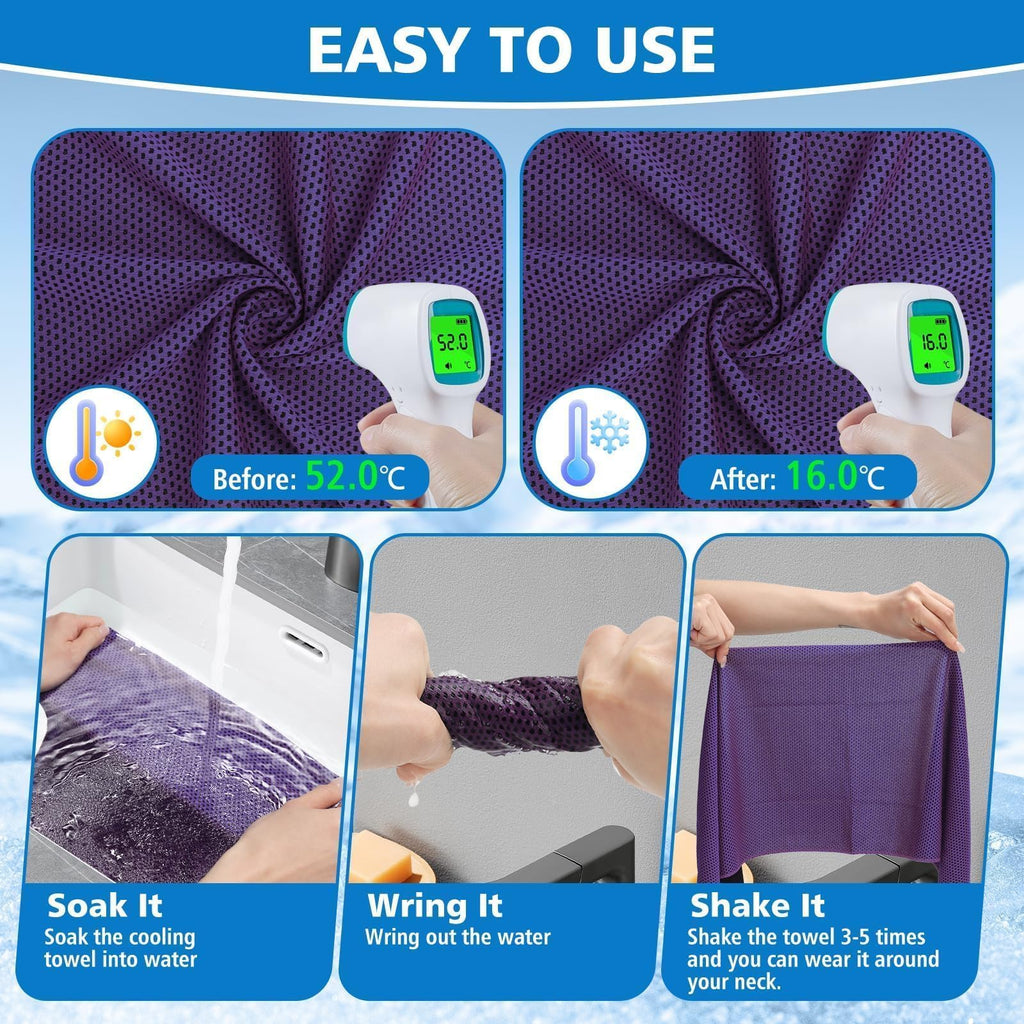 24 Pack Cooling Towels Bulk for Neck and Face 40"x12" Ice Cooling Sweat Rags Microfiber Soft Breathable Soft Chilly Towel for Yoga Golf Sport Running