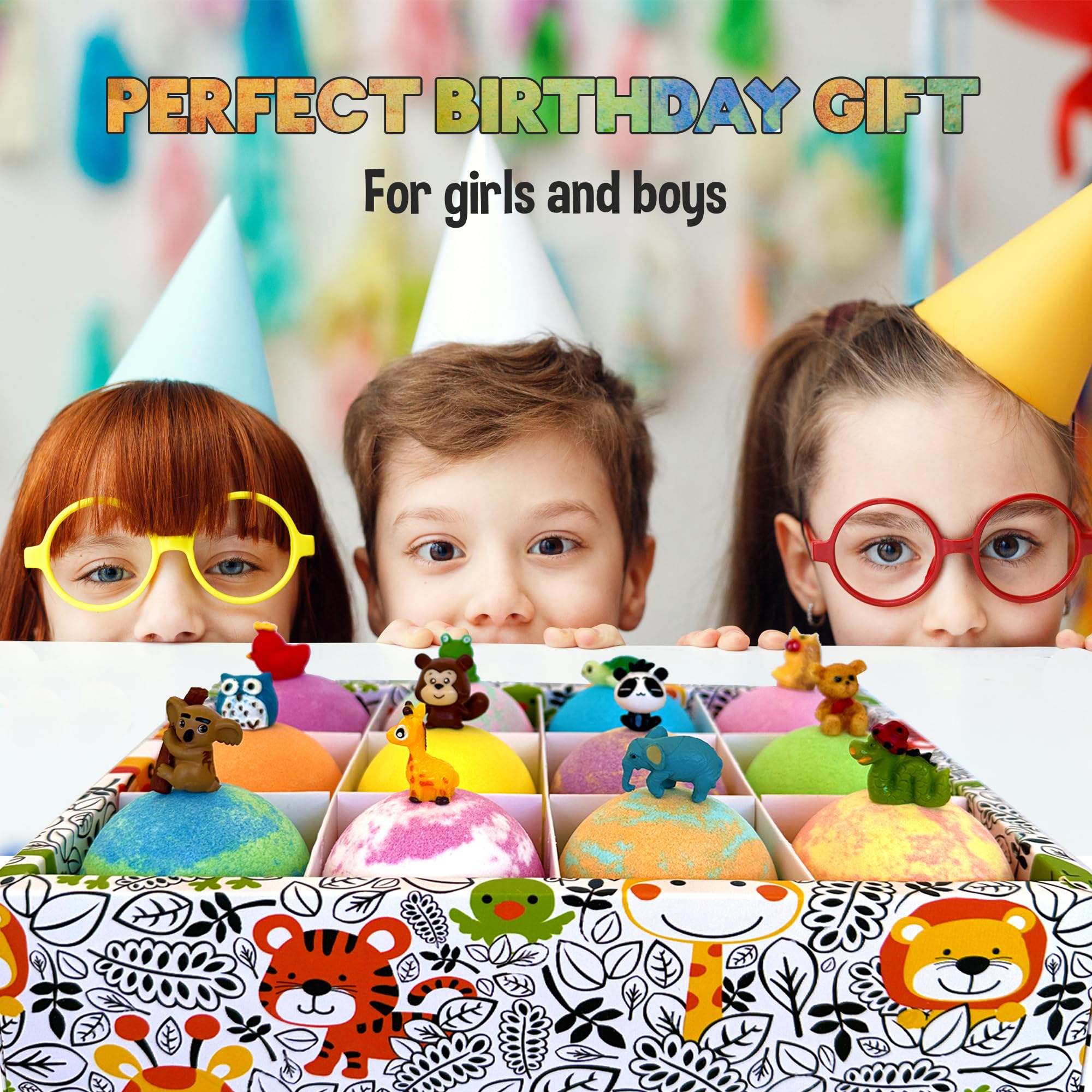 Bath Bombs for Kids with Surprise Inside - Organic, Gentle & Kid Friendly Bubble Bath Fizzies with Toys Inside. Spa Bath Fizz Balls Kit. Fizzy Balls w/Rich Bubbles, Birthday Gifts for Boys, Girls