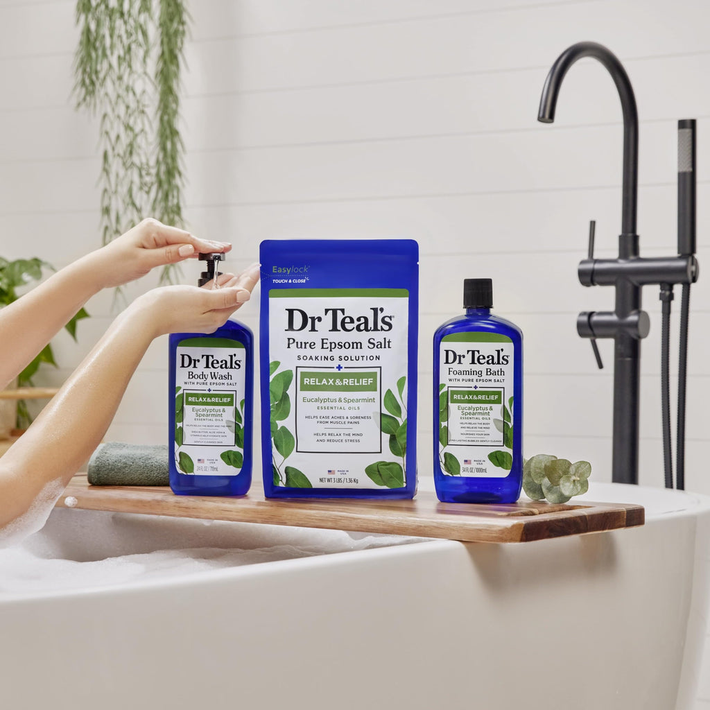 Dr Teal's Foaming Bath with Pure Epsom Salt, Soothe & Sleep with Lavender, 34 fl oz (Pack of 2)