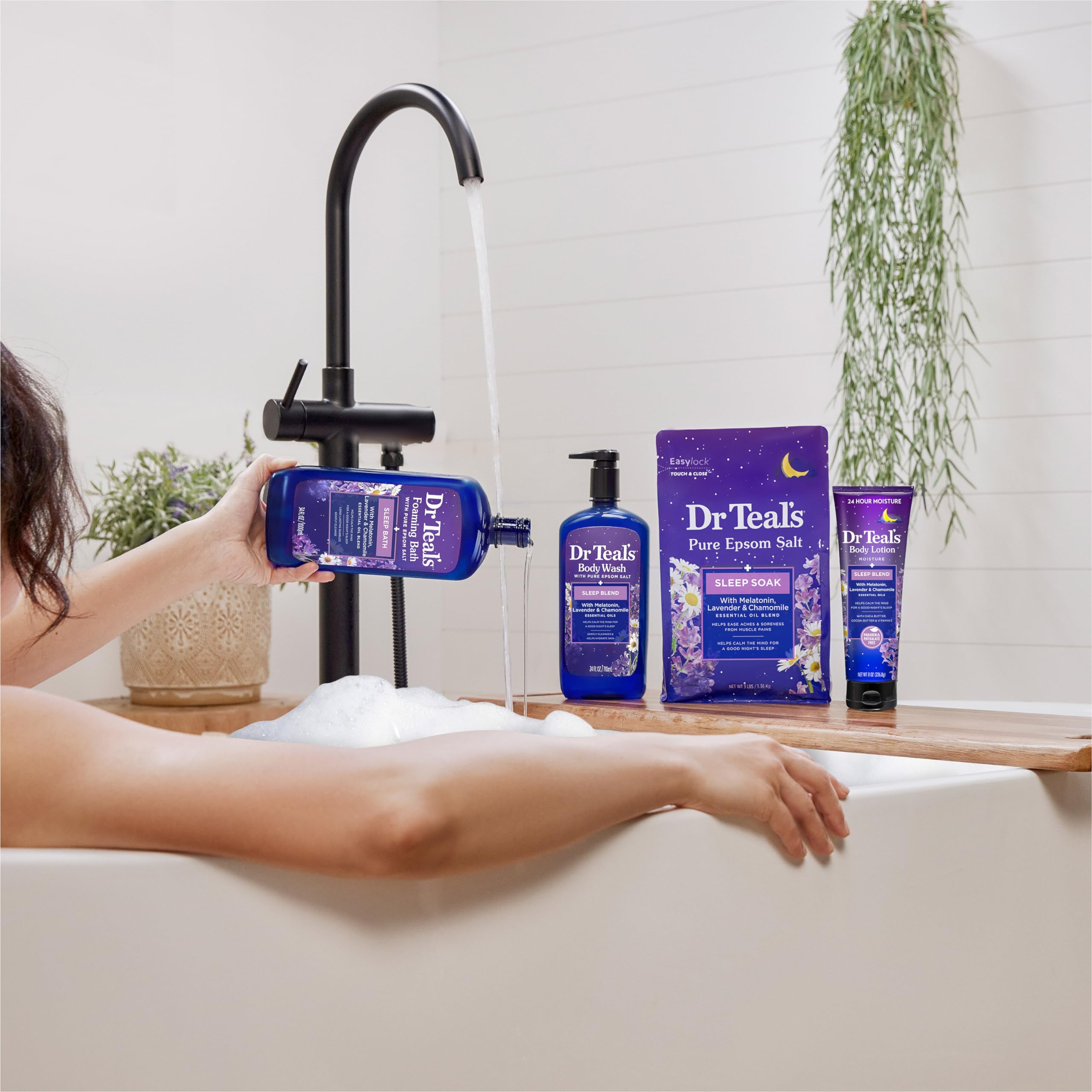 Dr Teal's Foaming Bath with Pure Epsom Salt, Soothe & Sleep with Lavender, 34 fl oz (Pack of 2)