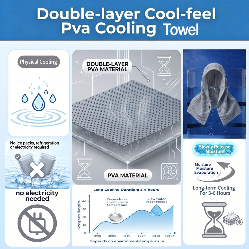 Upgraded PVA Cooling Hoodie Towels -UPF 50+ Sun Proteciton Instant Cooling Towel for Neck & Face,Sweat-Absorbent Ice Towel for Hot Weather, Sports, Camping, Cycling & Outdoor Activities (Blue)