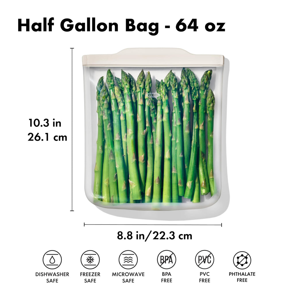 OXO Good Grips Silicone Reusable Bag – Stand-Up Snack (12 oz) – Oat