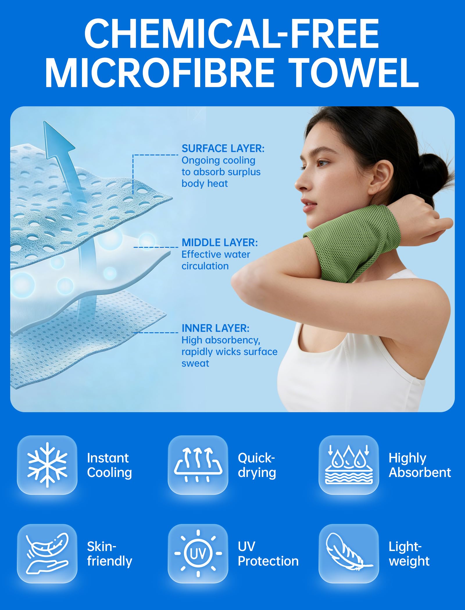Cooling Towels for Neck and Face: Instant Cool Towel for Hot Weather UPF 50 Quick Dry Microfiber Sweat Towel for Gym Sports Workout Travel - 40"x12", 4 Packs Multicoloured