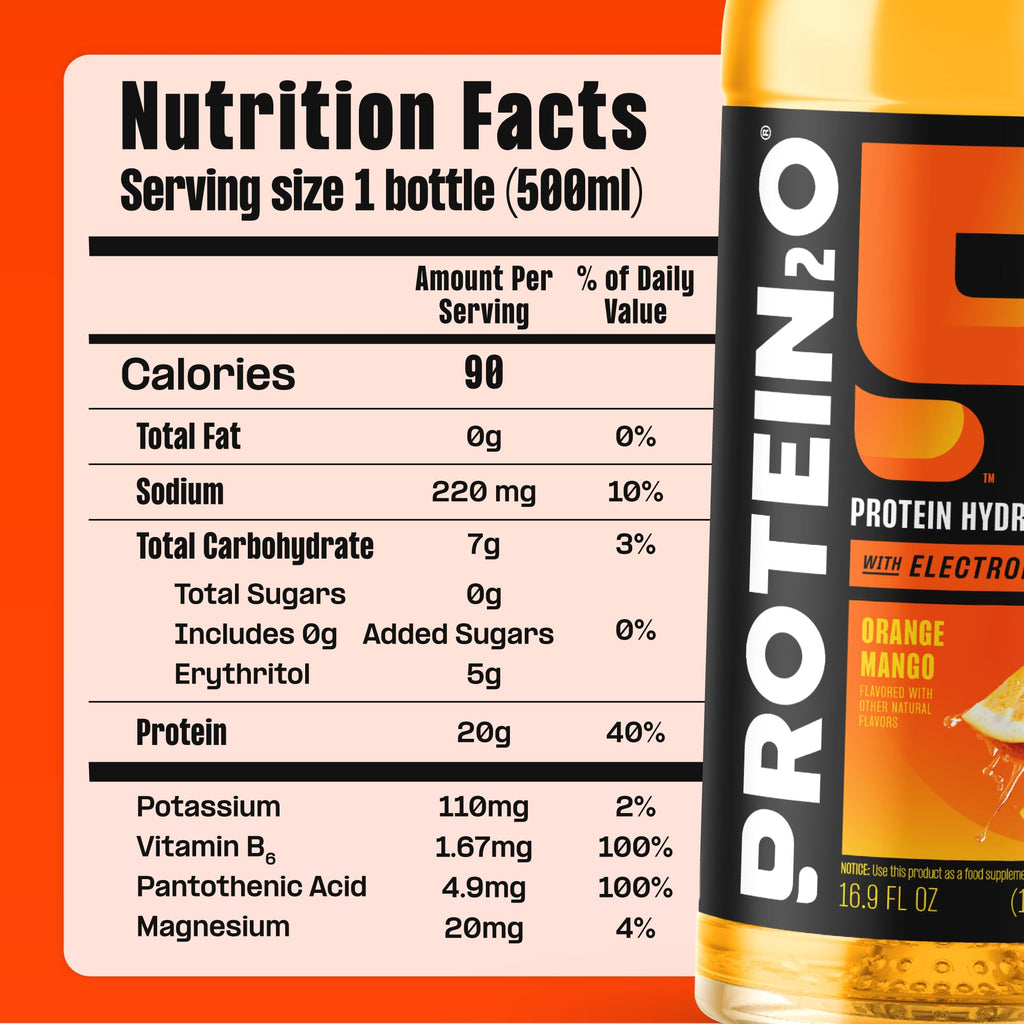 Protein2o 2-in-1 Clear Whey Protein & Electrolyte Beverage, 20g Protein, Gluten-Free, Keto, 16.9 fl oz Bottles (12 Count Variety Pack)