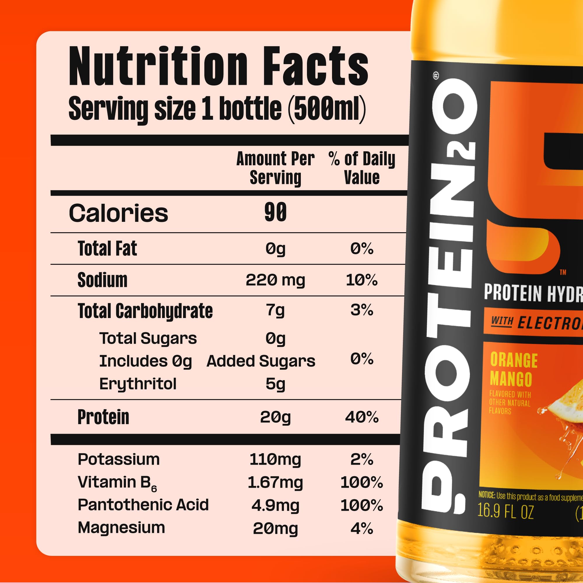 Protein2o 2-in-1 Clear Whey Protein & Electrolyte Beverage, 20g Protein, Gluten-Free, Keto, 16.9 fl oz Bottles (12 Count Variety Pack)