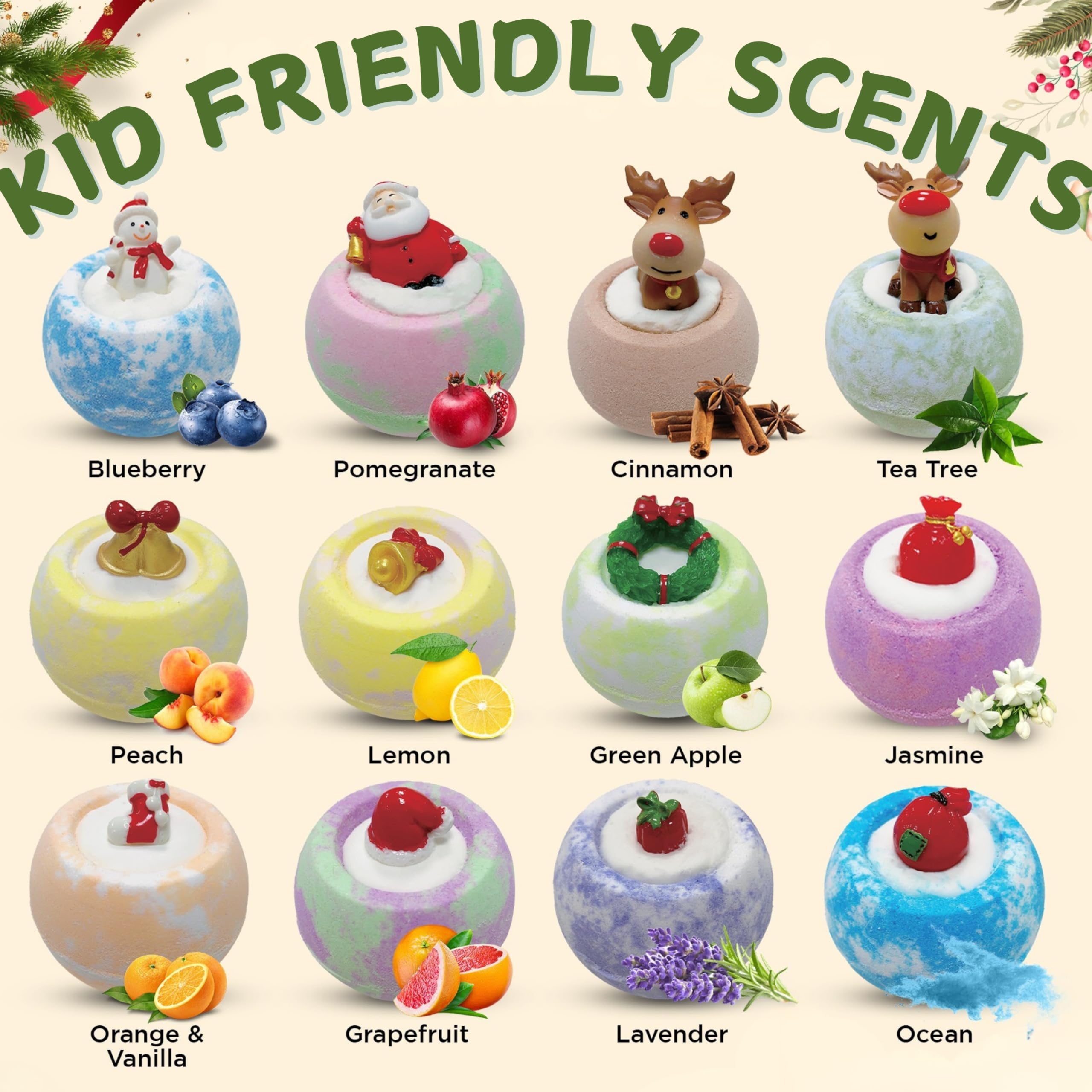EvolutionUSA Refresh Bath Bombs for Women & Kids – 24 Bath Bombs Mini Sized, Organic Bathbomb Set, Women & Kids Bath Fizz, Luxury Gift for Mother’s Day, Easter, Valentines, Birthday or Self Care