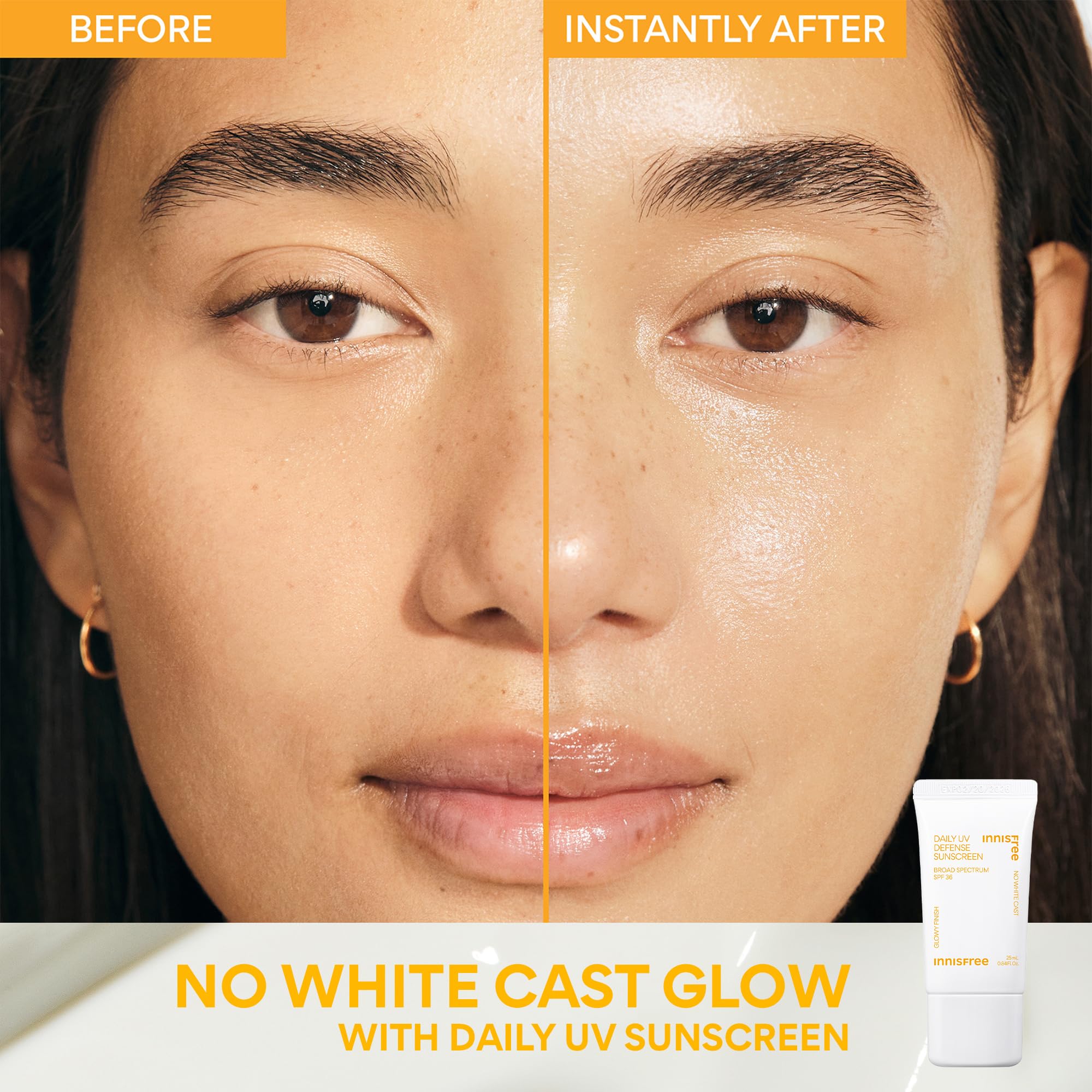innisfree Daily UV Defense SPF 50+ PA++++ Korean Face & Body Sunscreen, Broad Spectrum, Invisible Finish, No White Cast, Lightweight, Hydrating