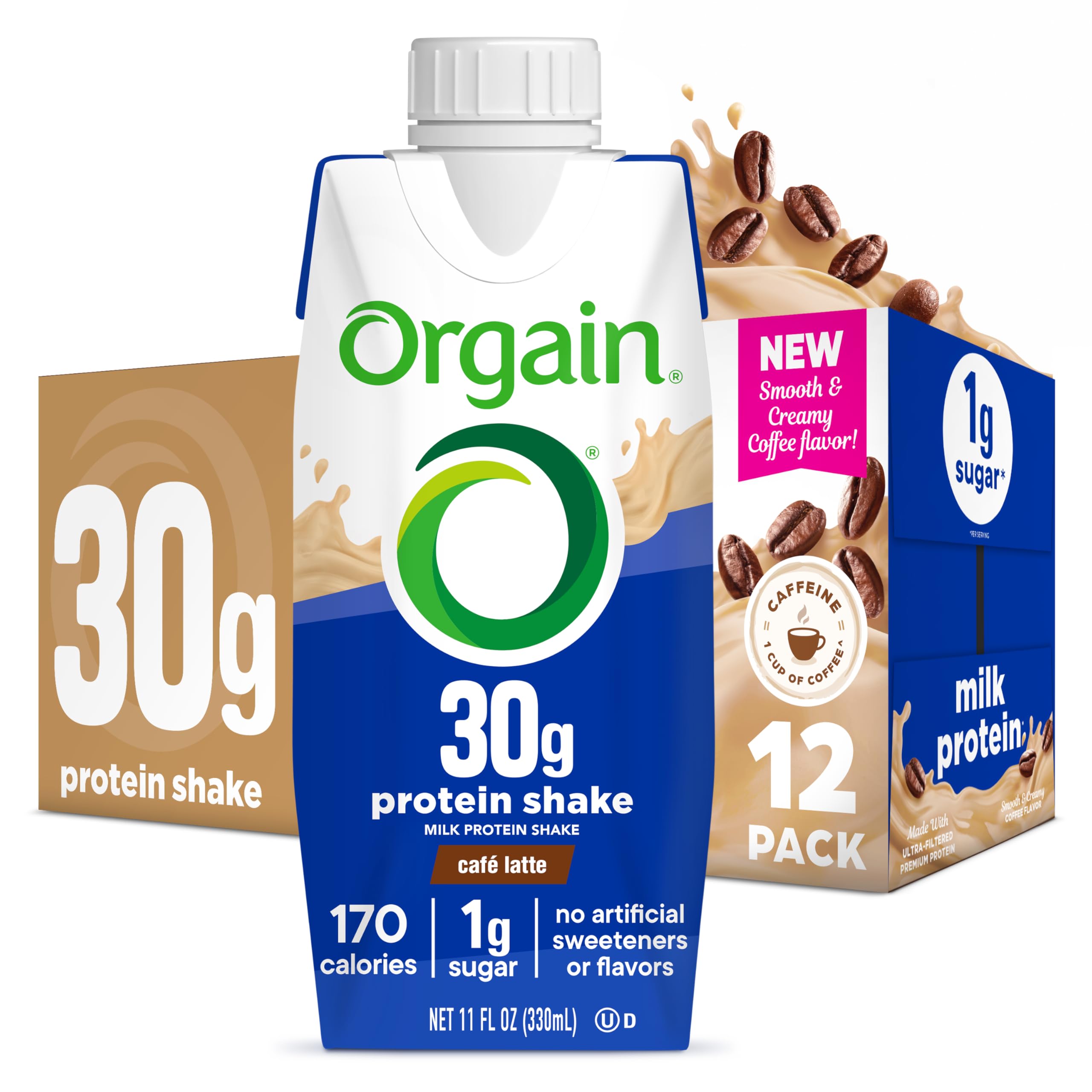 Orgain 30g High Protein Shake, Dairy Isolate Milk Protein, Chocolate Fudge, 5g BCAAs, 1g Sugar Per Serving, Meal Replacement, Ready to Drink, Keto Friendly, Gluten-Free 11 Fl Oz (Pack of 12)